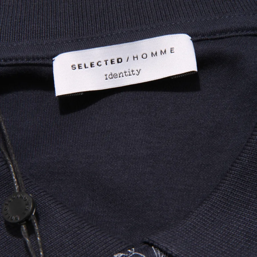 0631AA polo uomo SELECTED HOMME IDENTITY cotton blue polo t-shirt man