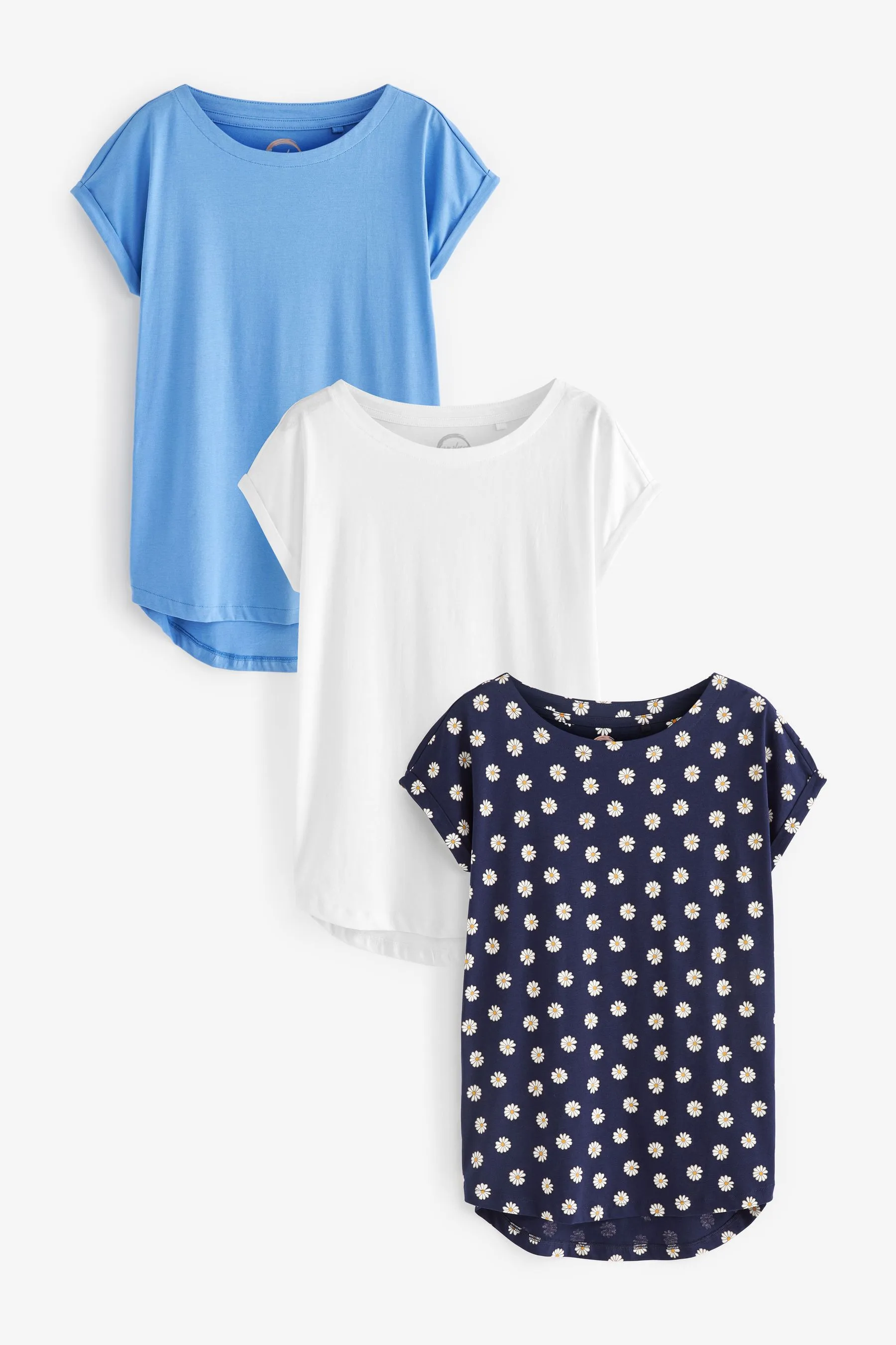 100% Cotton Cap Sleeve T-Shirts 3 Pack    