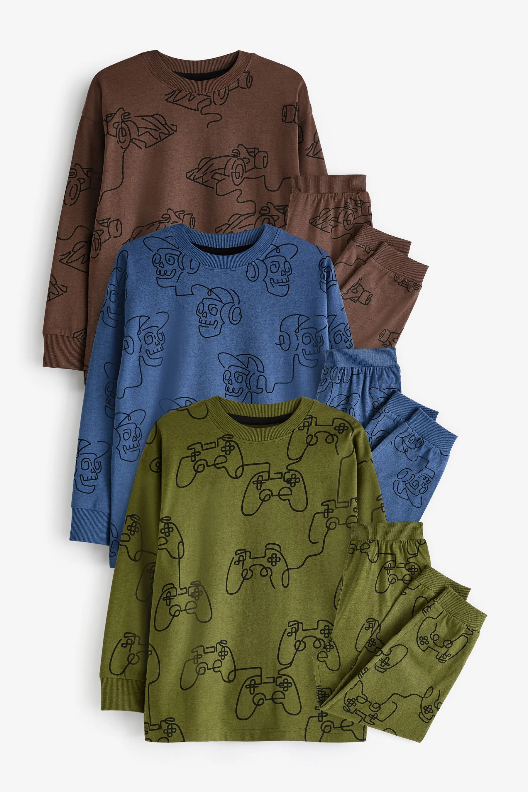 100% Cotton Long Sleeve Pyjamas 3 Pack (3-16yrs)    