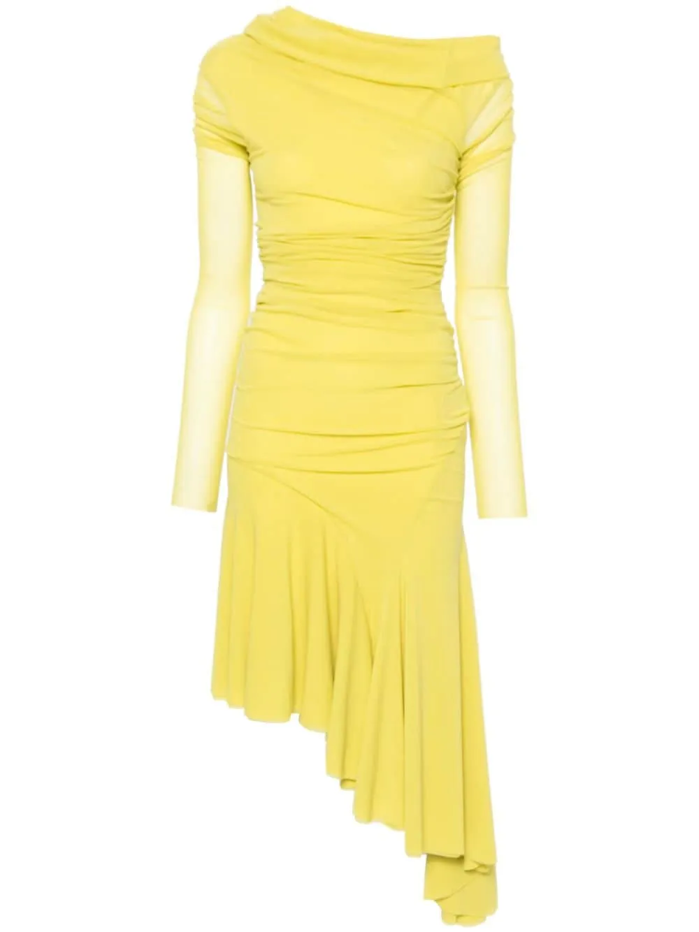 Abito midi asimmetrico in giallo - donna