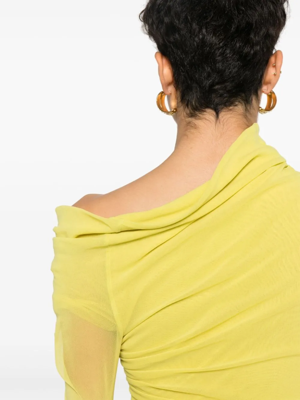 Abito midi asimmetrico in giallo - donna