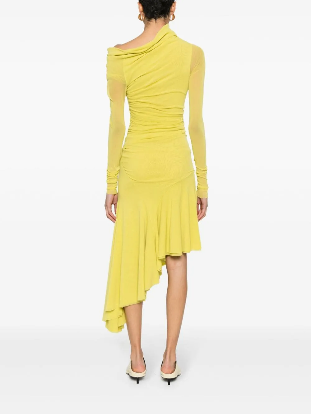 Abito midi asimmetrico in giallo - donna