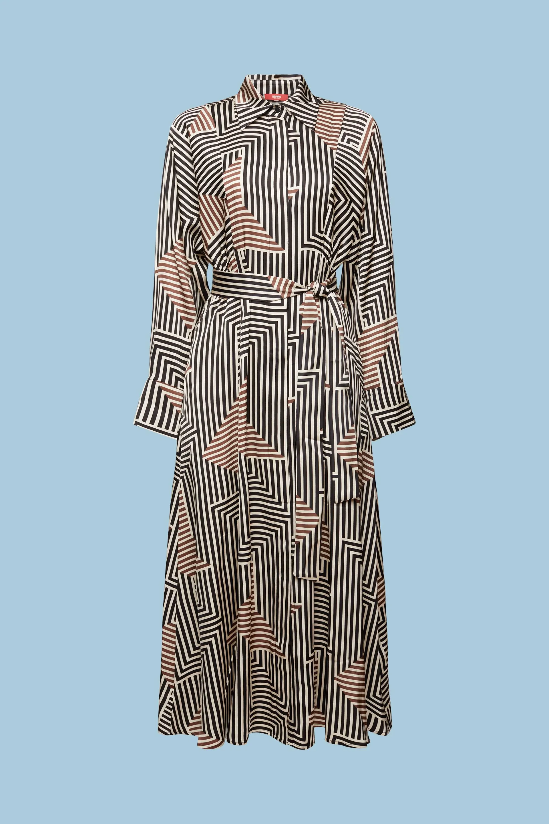 Abito midi in raso charmeuse con cintura