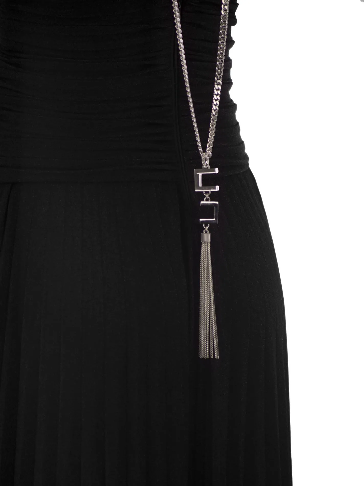 Abito red carpet in jersey lurex con collana