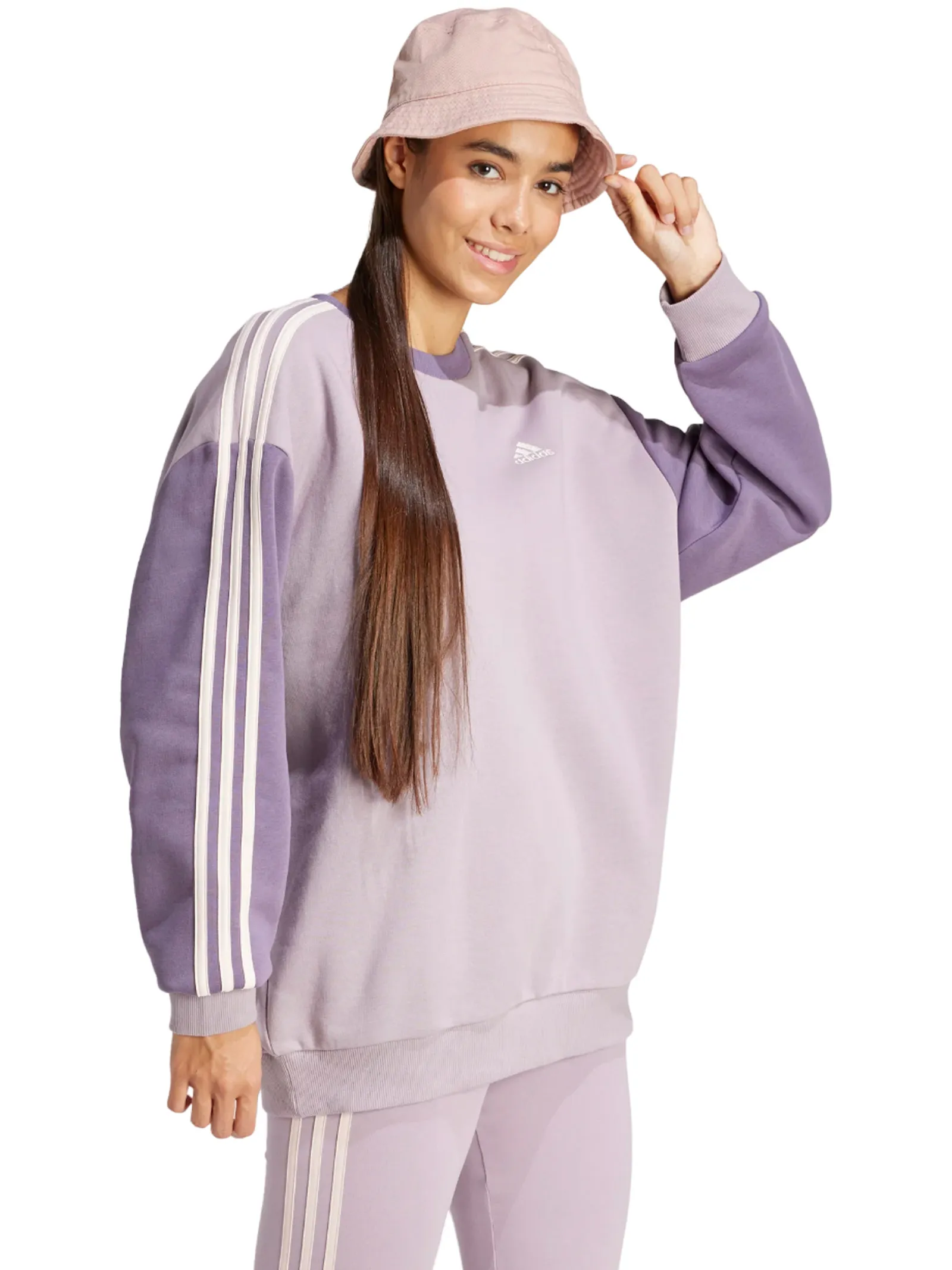 ADIDAS 3-BAND FLEECE ESSENTIALS OVERSIZE FELPA DONNA
