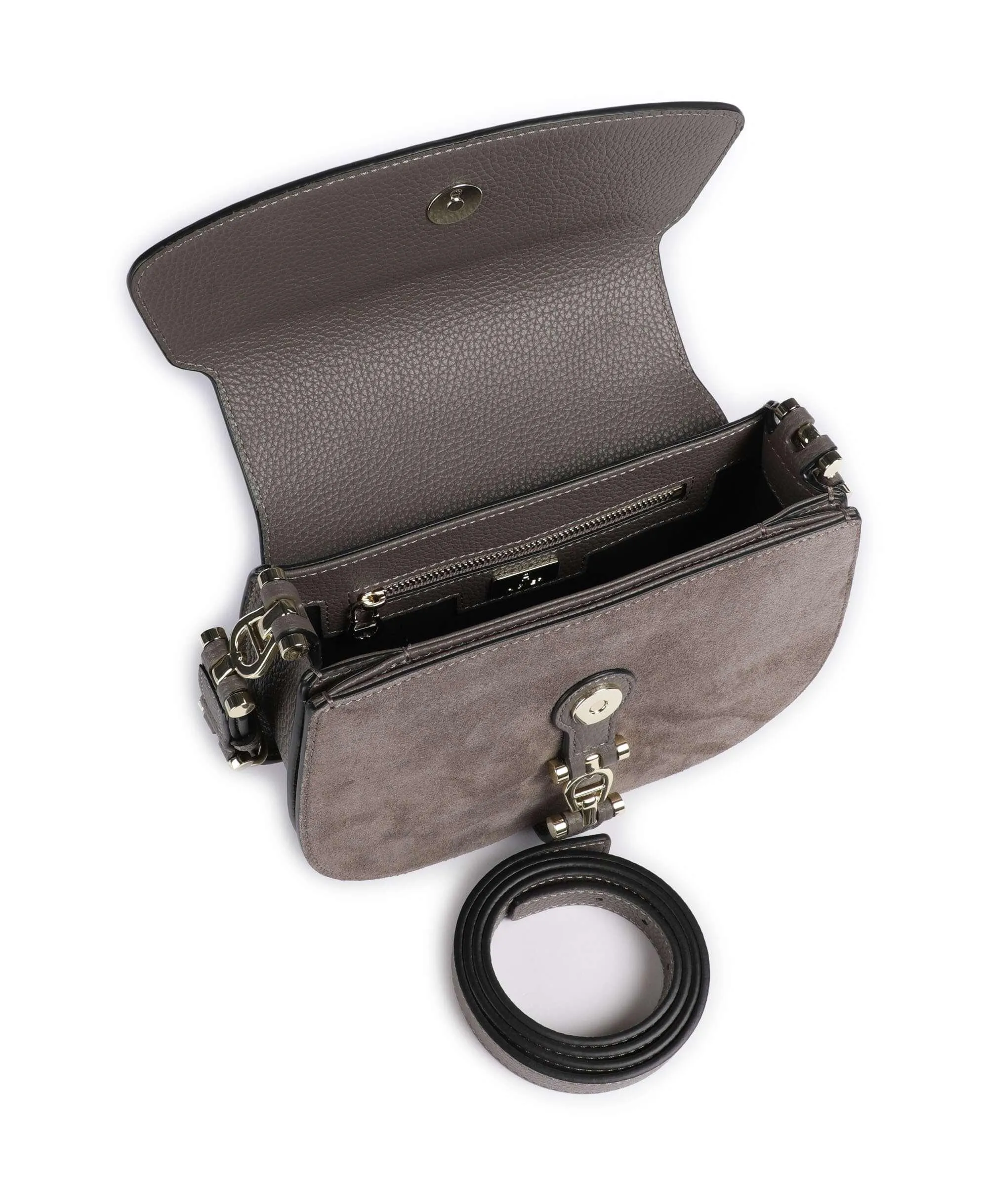  Aigner Delia S Borsa a spalla pelle granulata, pelle ruvida marrone  