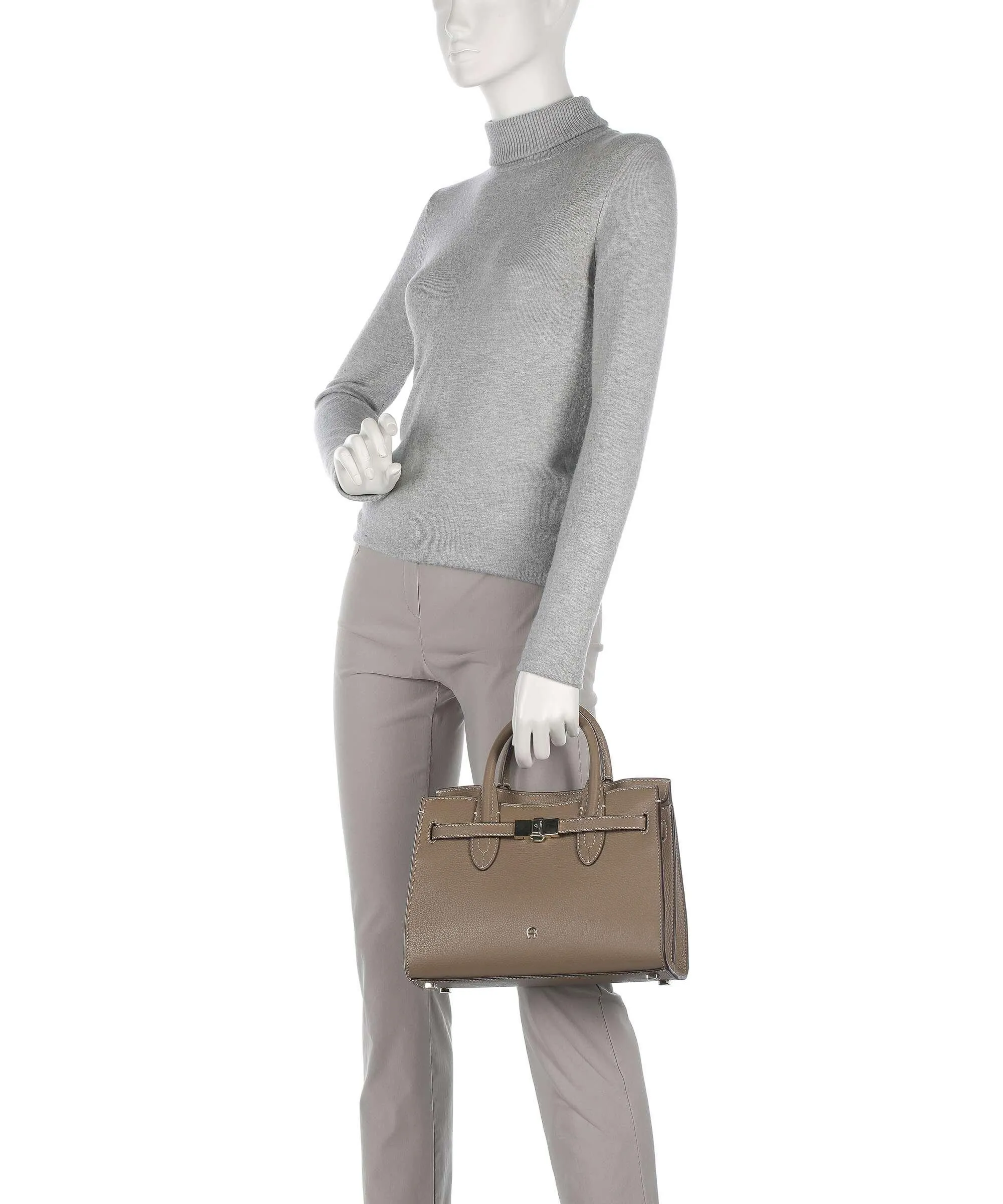  Aigner Farah M Borsa a mano pelle di vacchetta grana taupe  