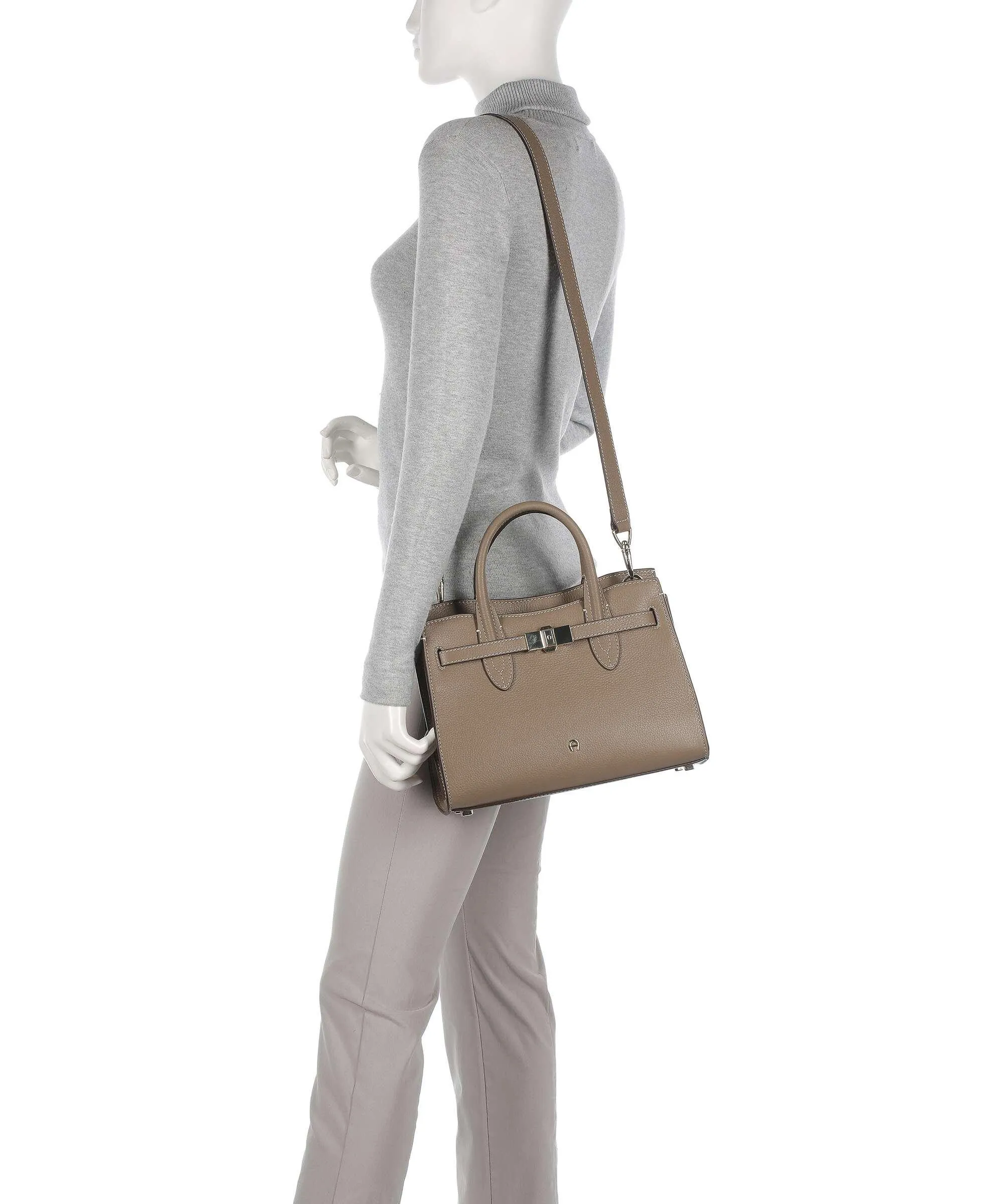  Aigner Farah M Borsa a mano pelle di vacchetta grana taupe  