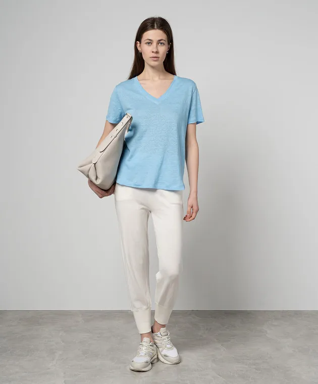 Allude Maglietta in lino blu 24282003