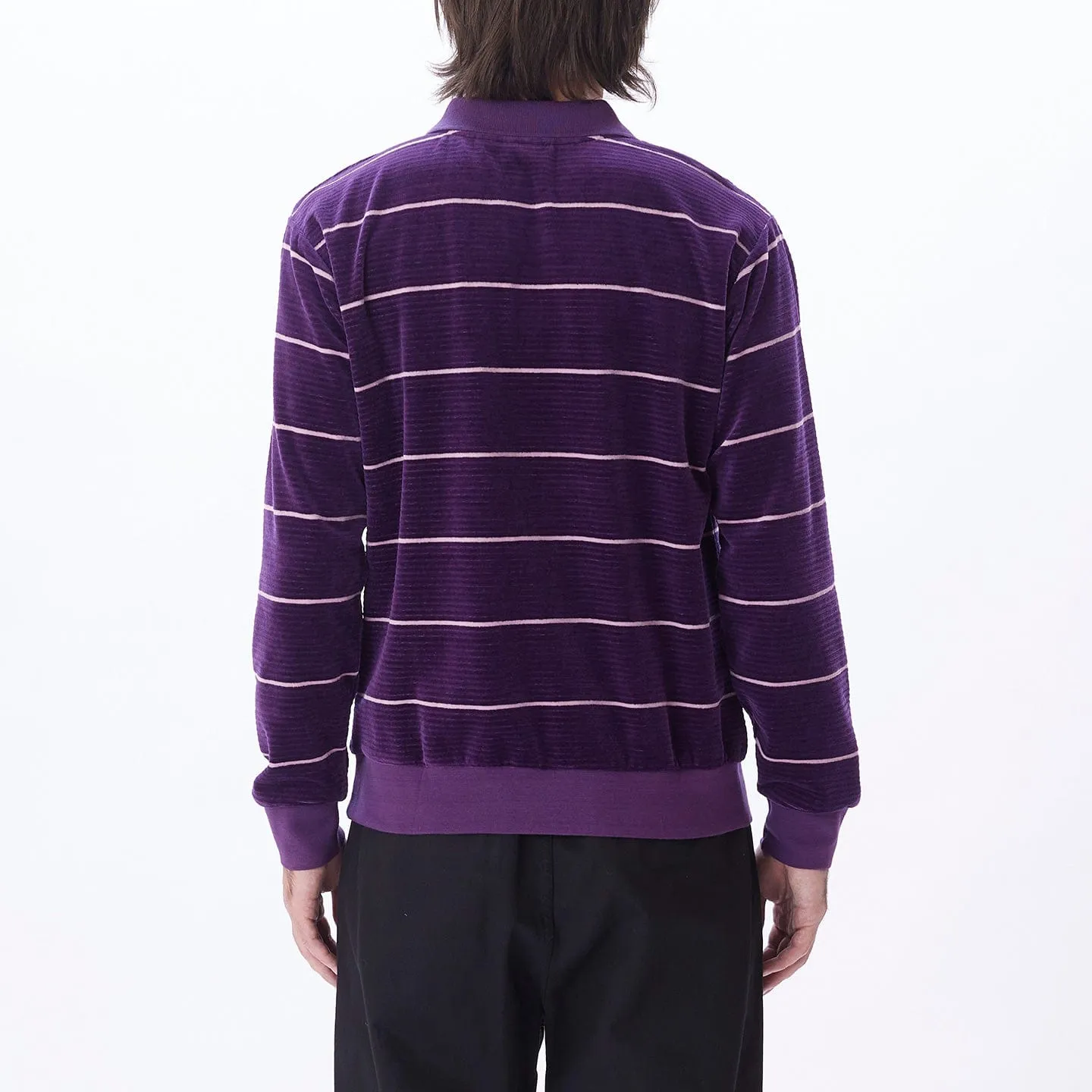 ASTORIA VELOUR STRIPE POLO LS