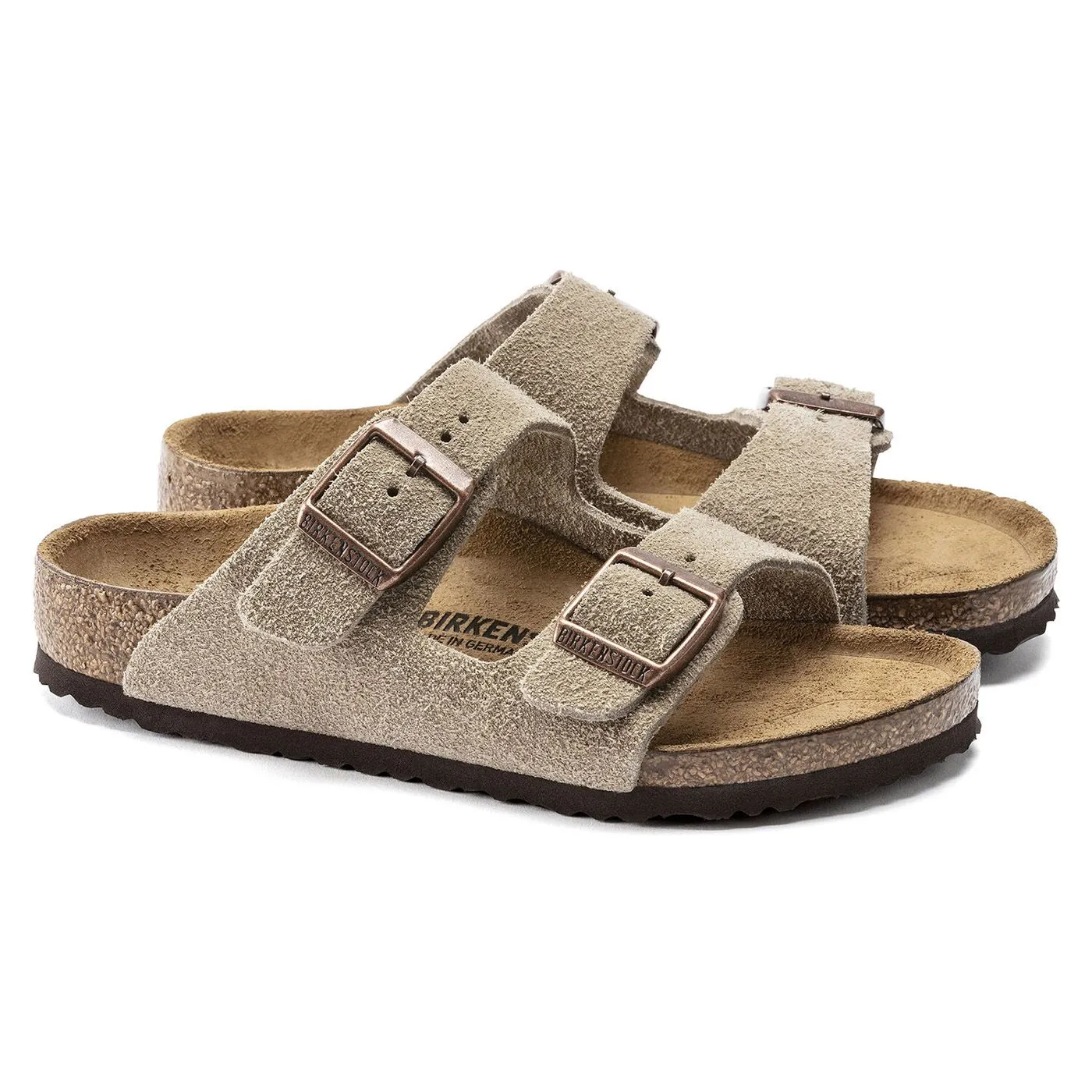 Birkenstock Arizona Kids Taupe Suede Leather - Sandali Bambino Marroni    