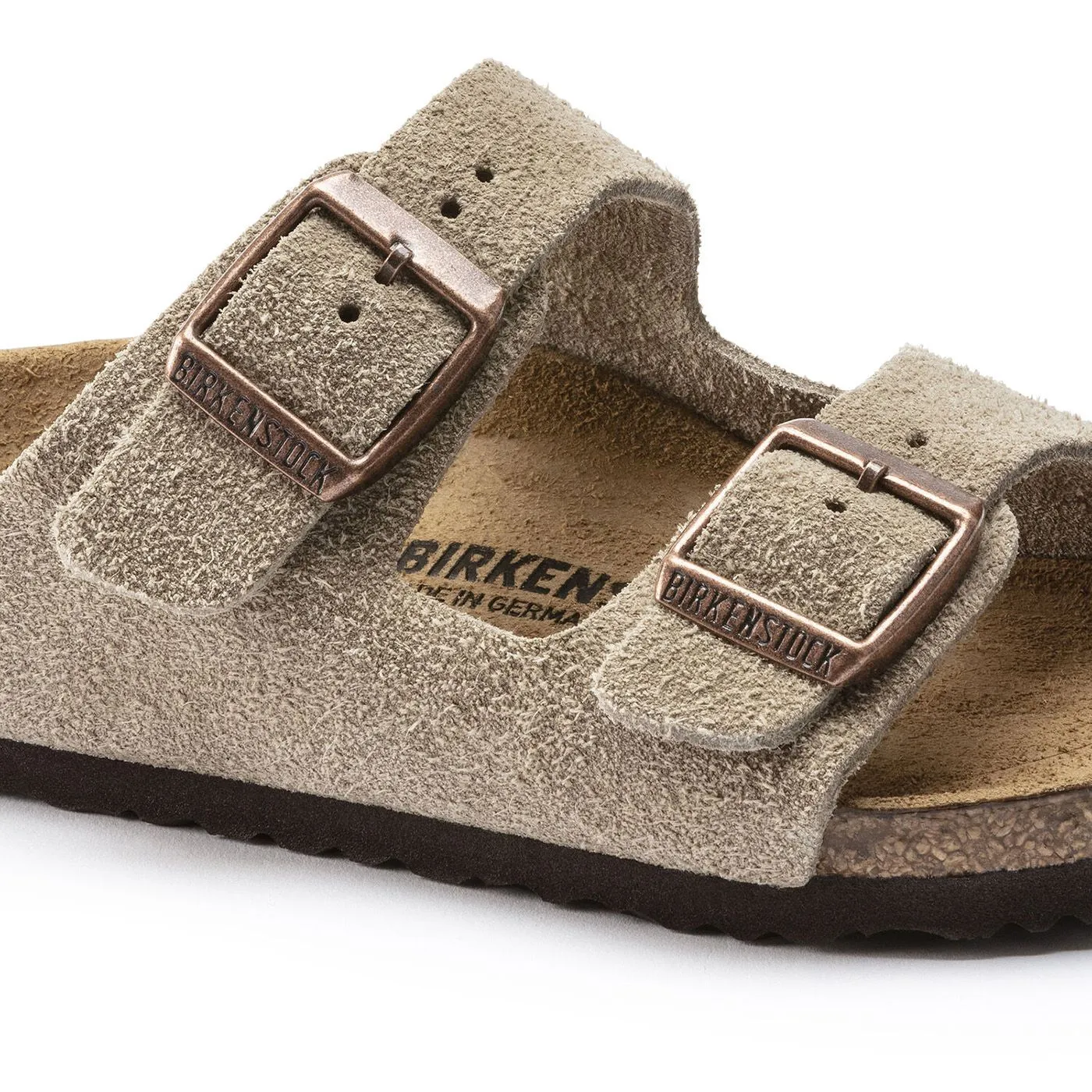 Birkenstock Arizona Kids Taupe Suede Leather - Sandali Bambino Marroni    
