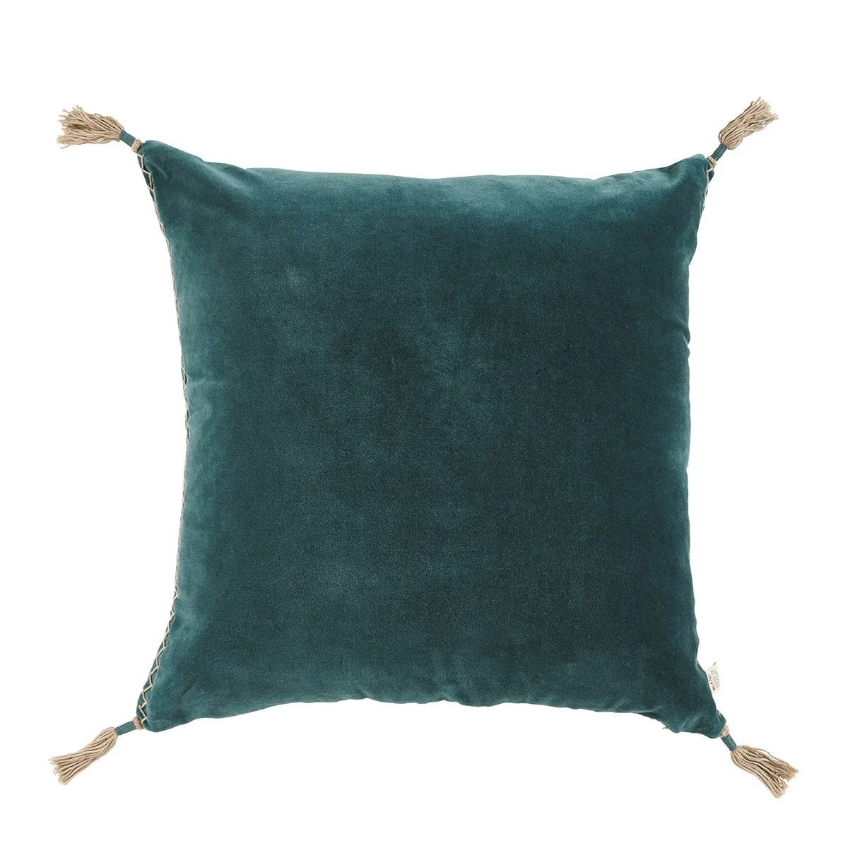 BLANC D'IVOIRE   MATTEO - Coussin matteo velours et lin - pétrole | Gris