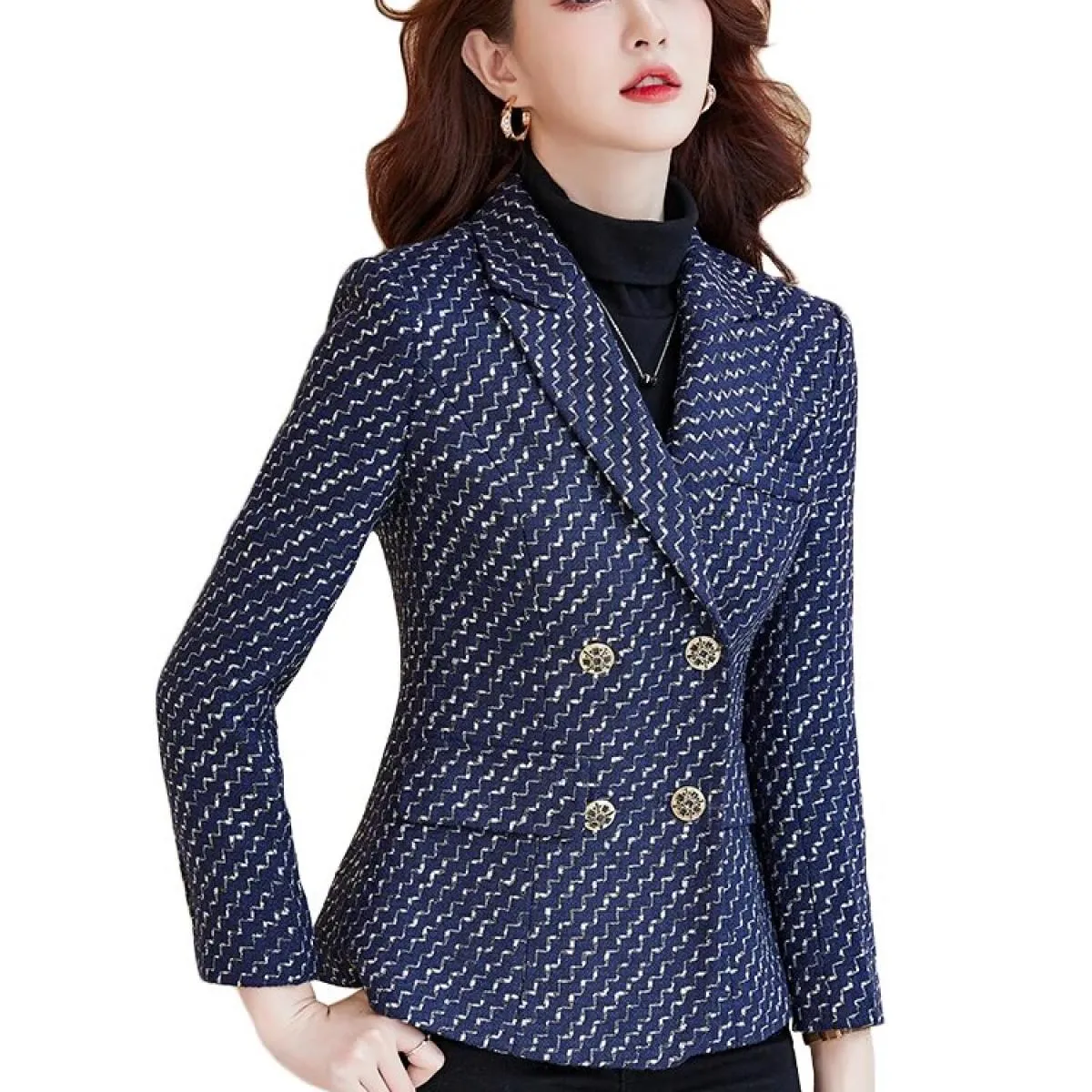 Blazer casual Blu Nero Donna Blazer a righe blu Donna Blazer blu nero Blazer femminili