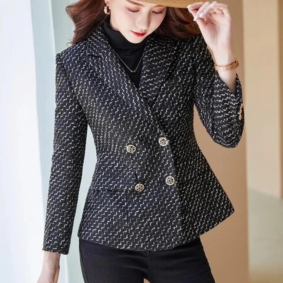 Blazer casual Blu Nero Donna Blazer a righe blu Donna Blazer blu nero Blazer femminili