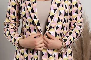 Blazer con stampa geometrica, lilla