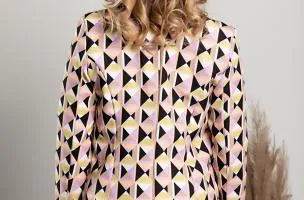 Blazer con stampa geometrica, lilla