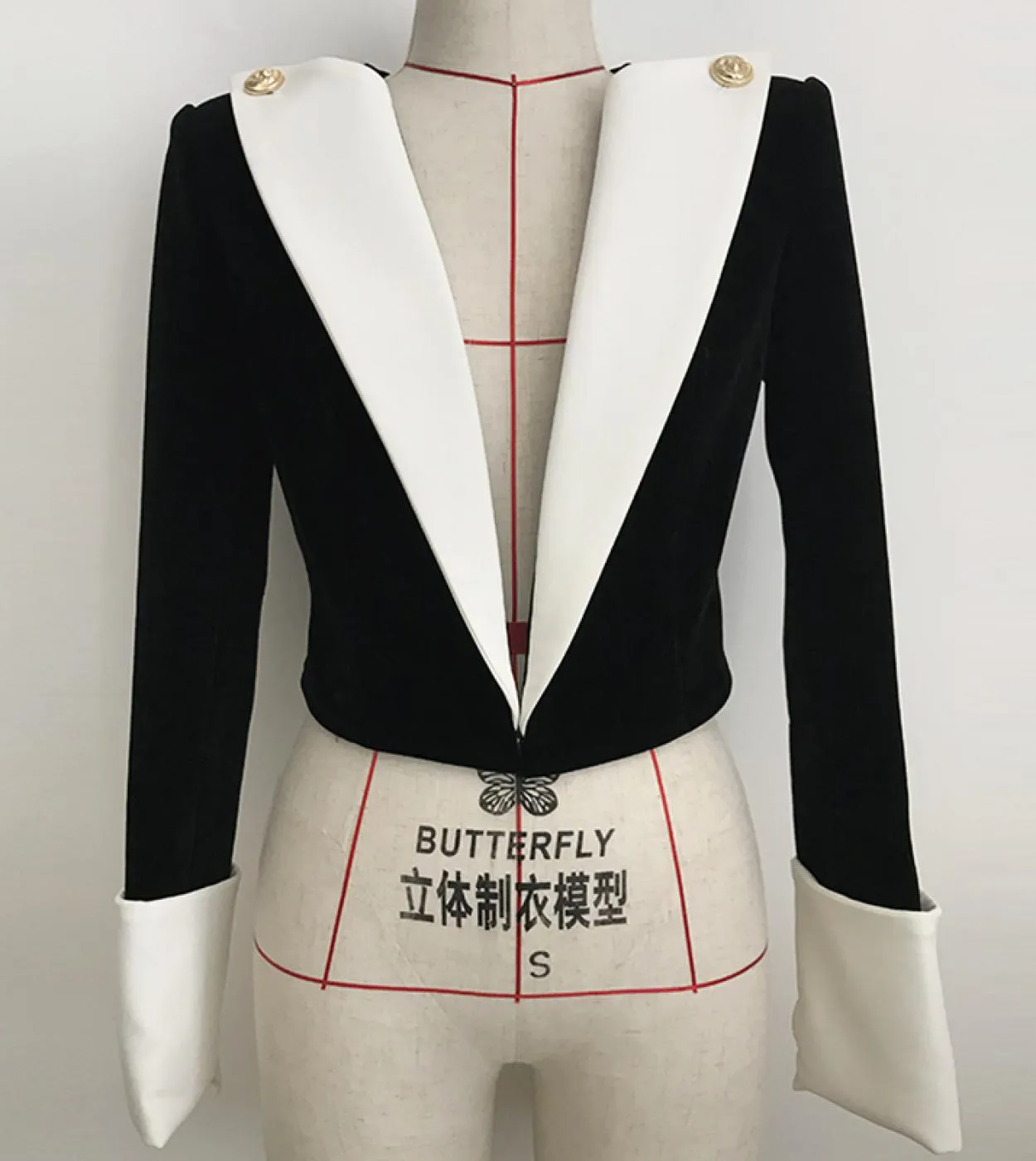 Blazer da giacca corto in velluto a blocchi di colore con colletto grande da donna di alta qualità 2022 nuovo blazer da donna
