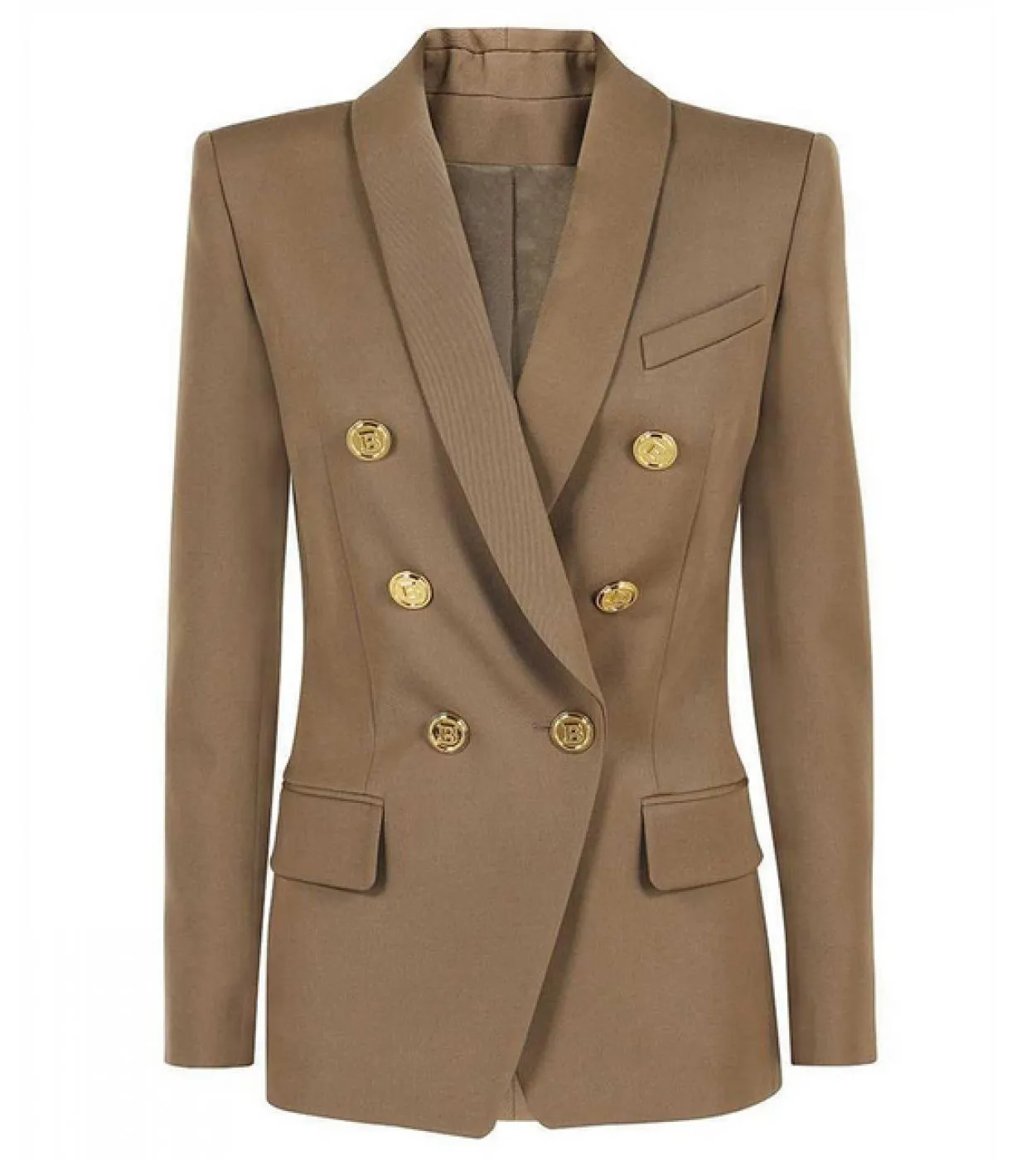 Blazer da giacca kaki di alta qualità da donna New Designer Slim doppio petto con bottoni dorati Blazer da ufficio per abbigliam
