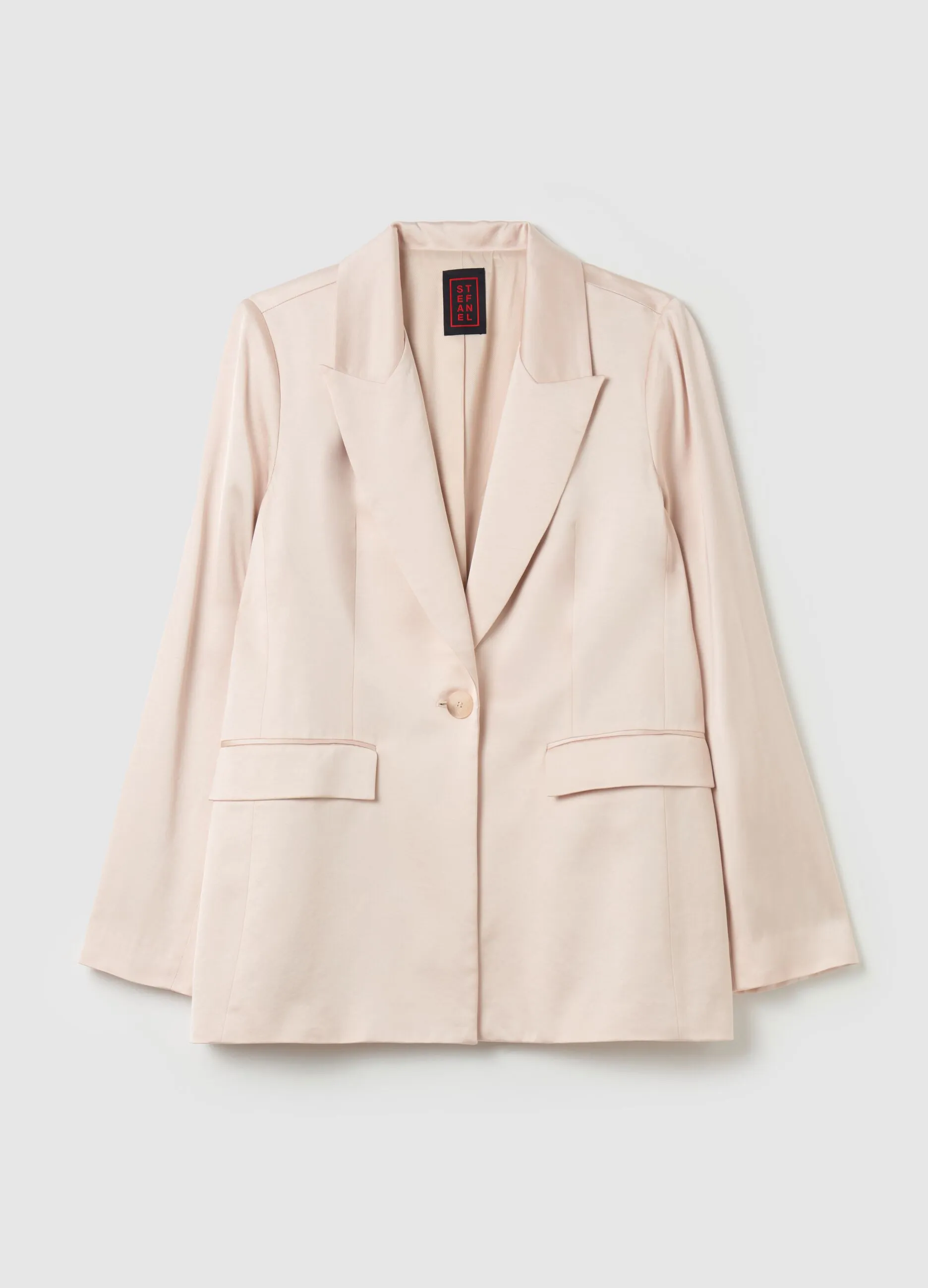 Blazer fluido monopetto in viscosa satin