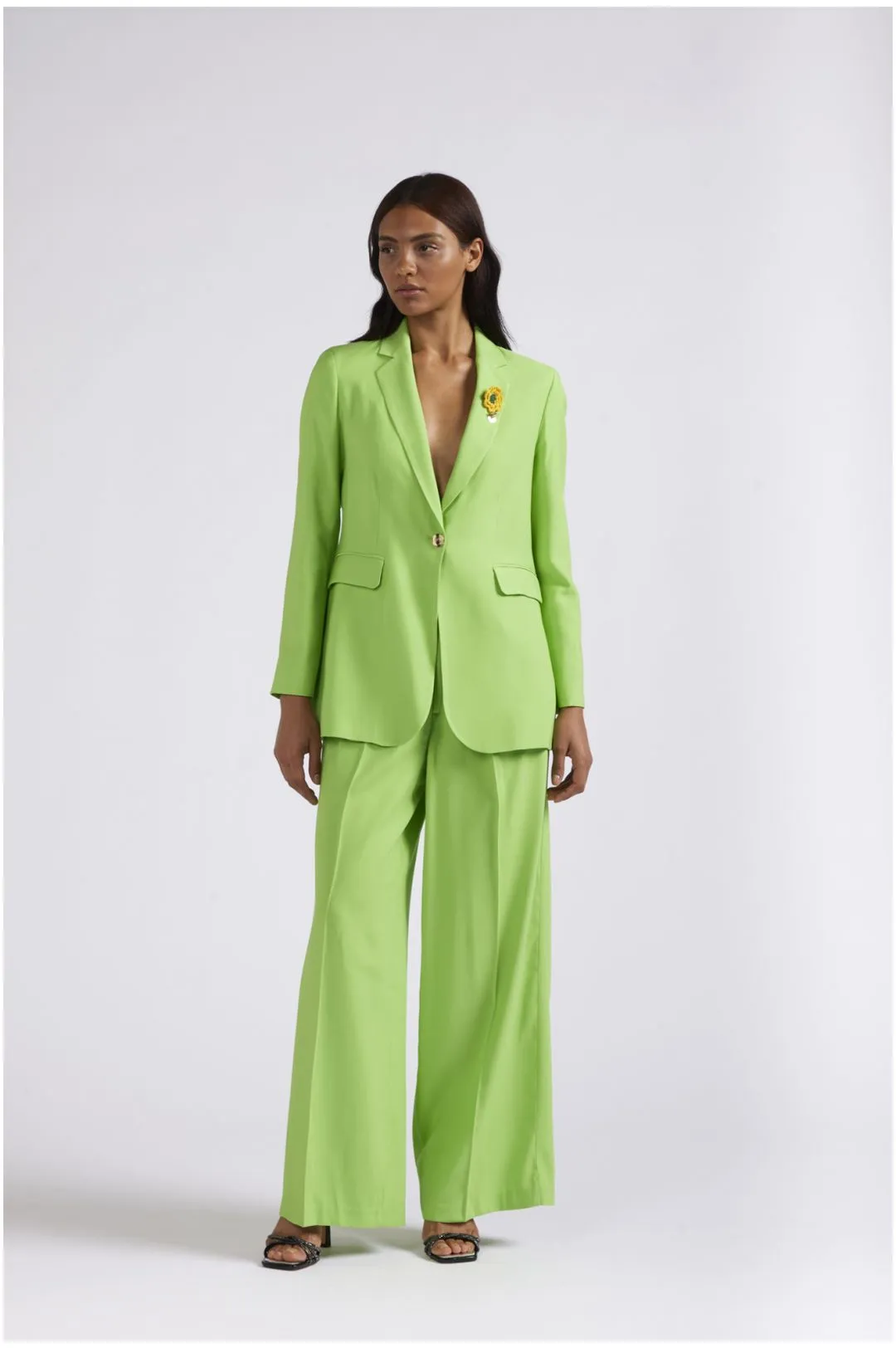 blazer monopetto misto viscosa verde mela