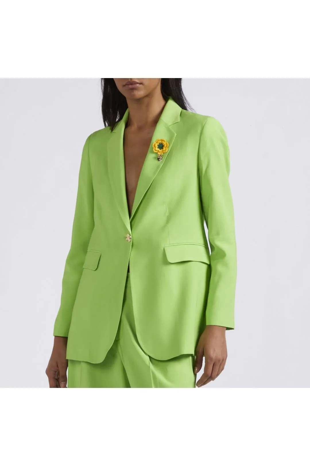 blazer monopetto misto viscosa verde mela