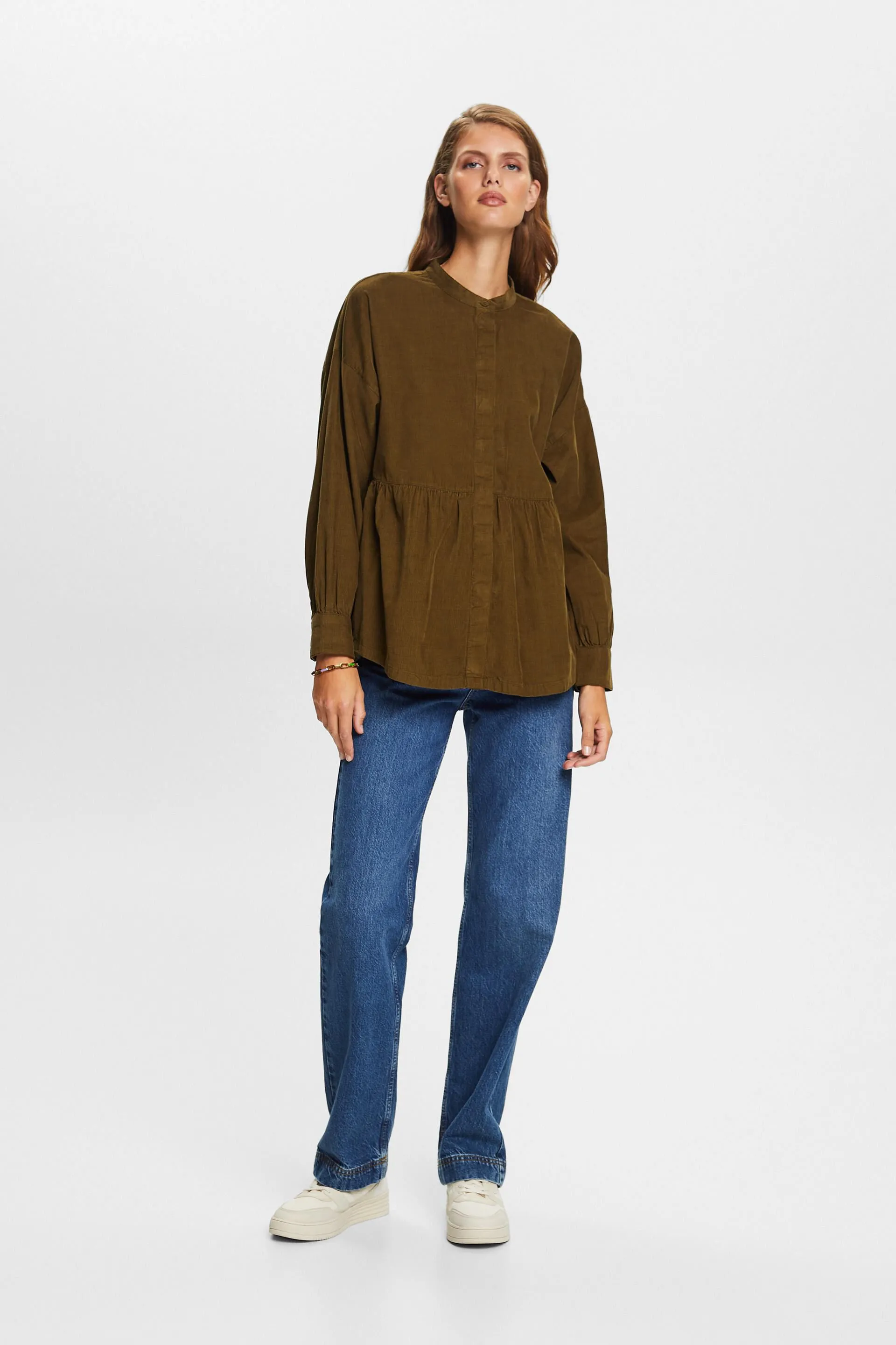 Blusa in velluto con balza