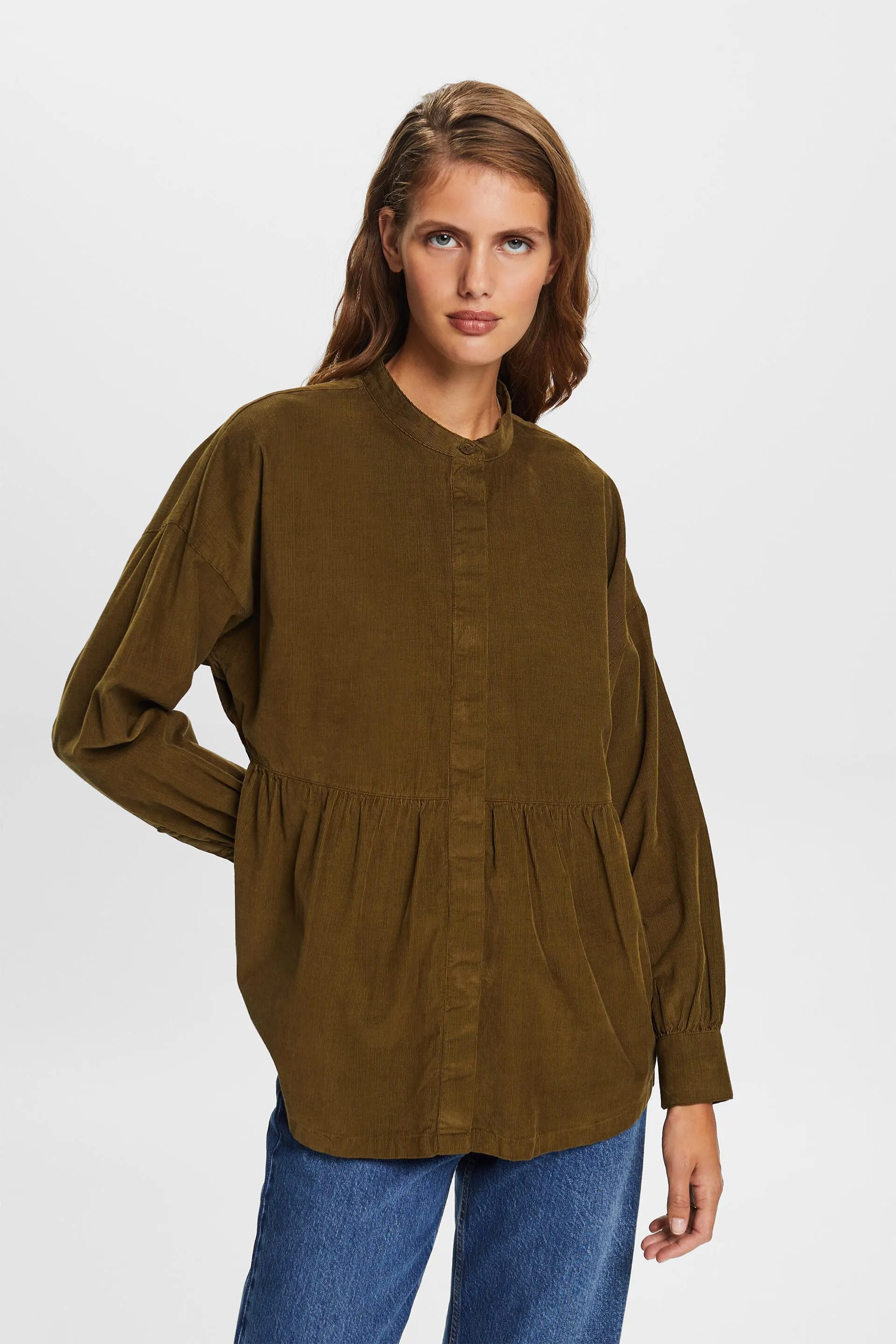 Blusa in velluto con balza