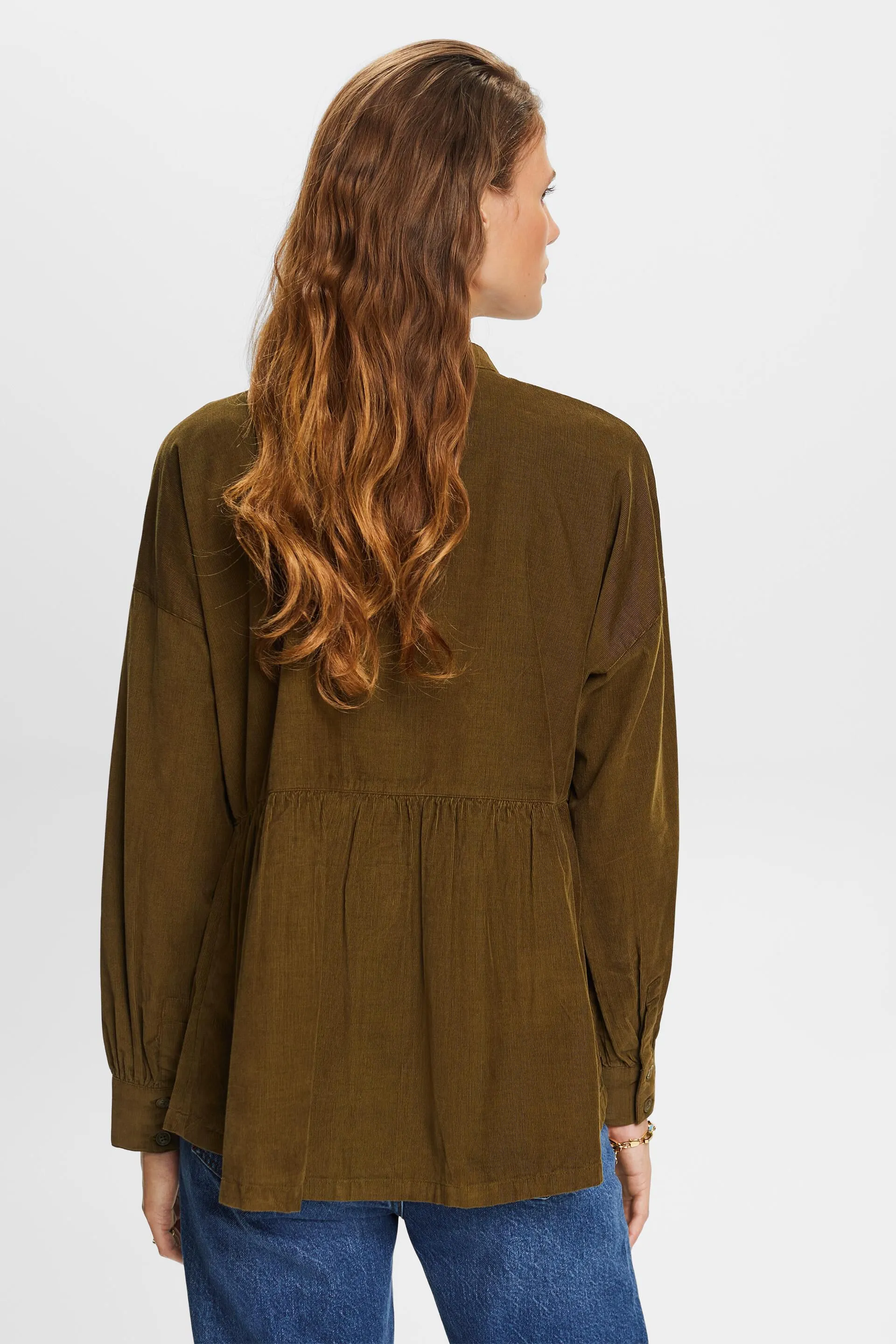 Blusa in velluto con balza