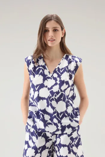Blusa smanicata in popeline di puro cotone                                                                                Melton