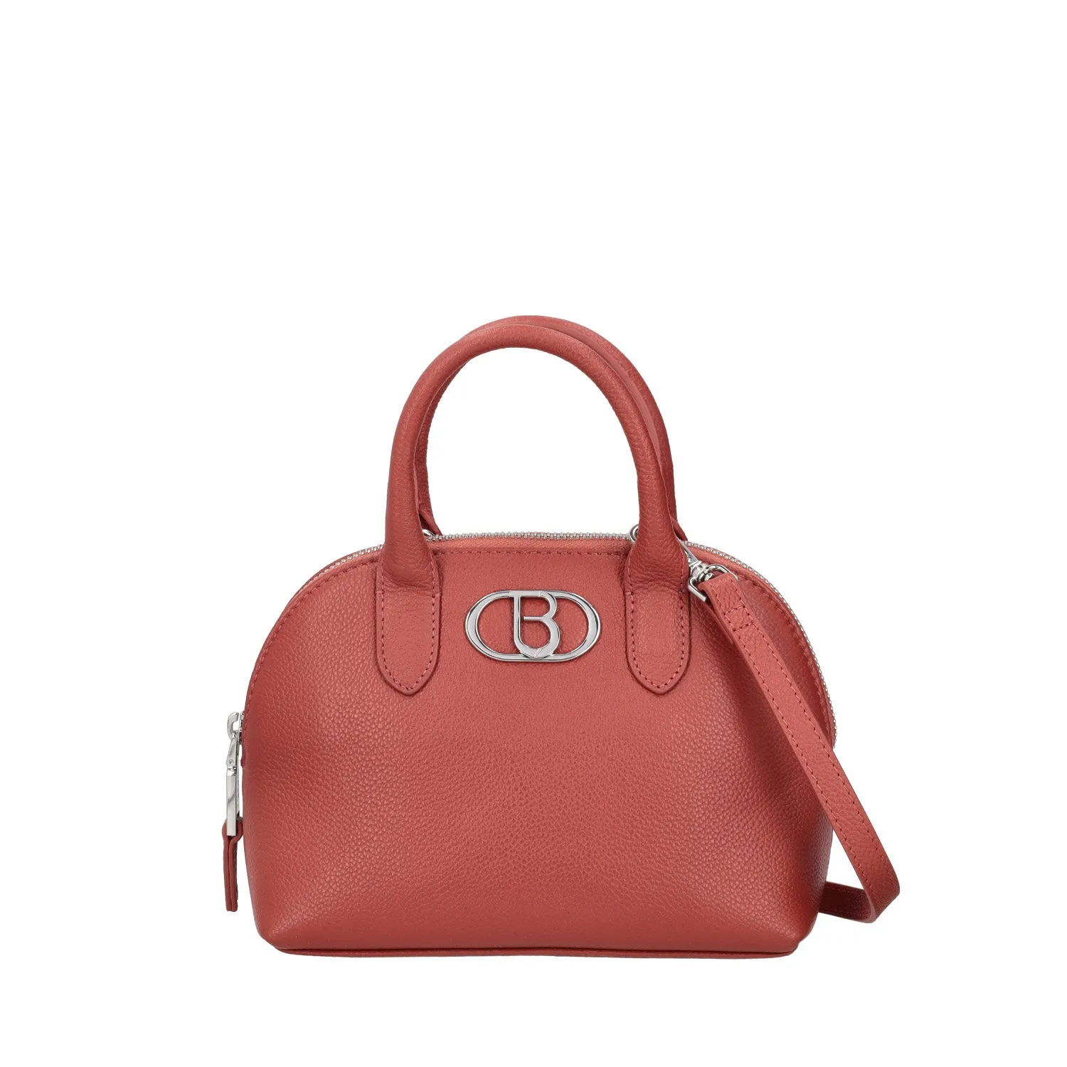     BORSA A MANO CON TRACOLLA IN PELLE COLORE MATTONE  
