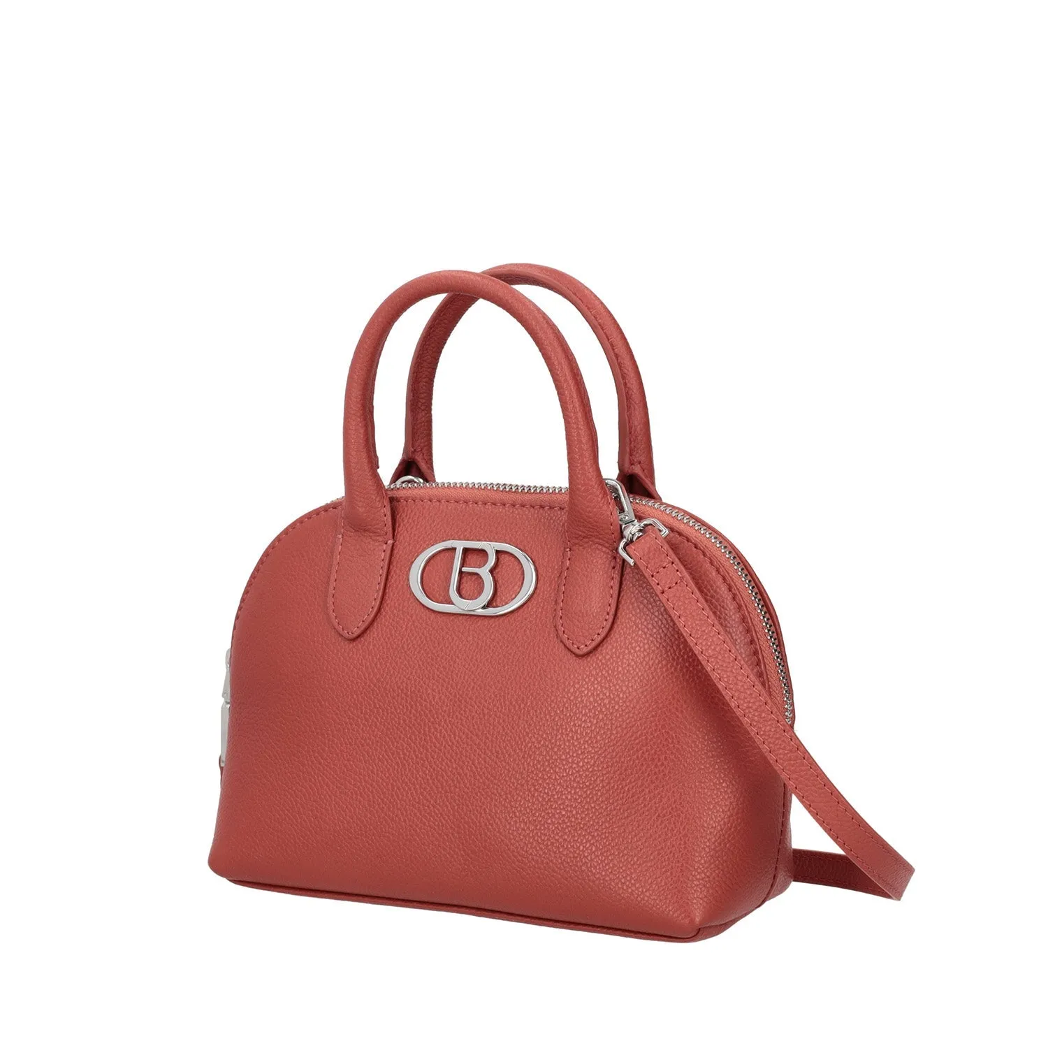     BORSA A MANO CON TRACOLLA IN PELLE COLORE MATTONE  