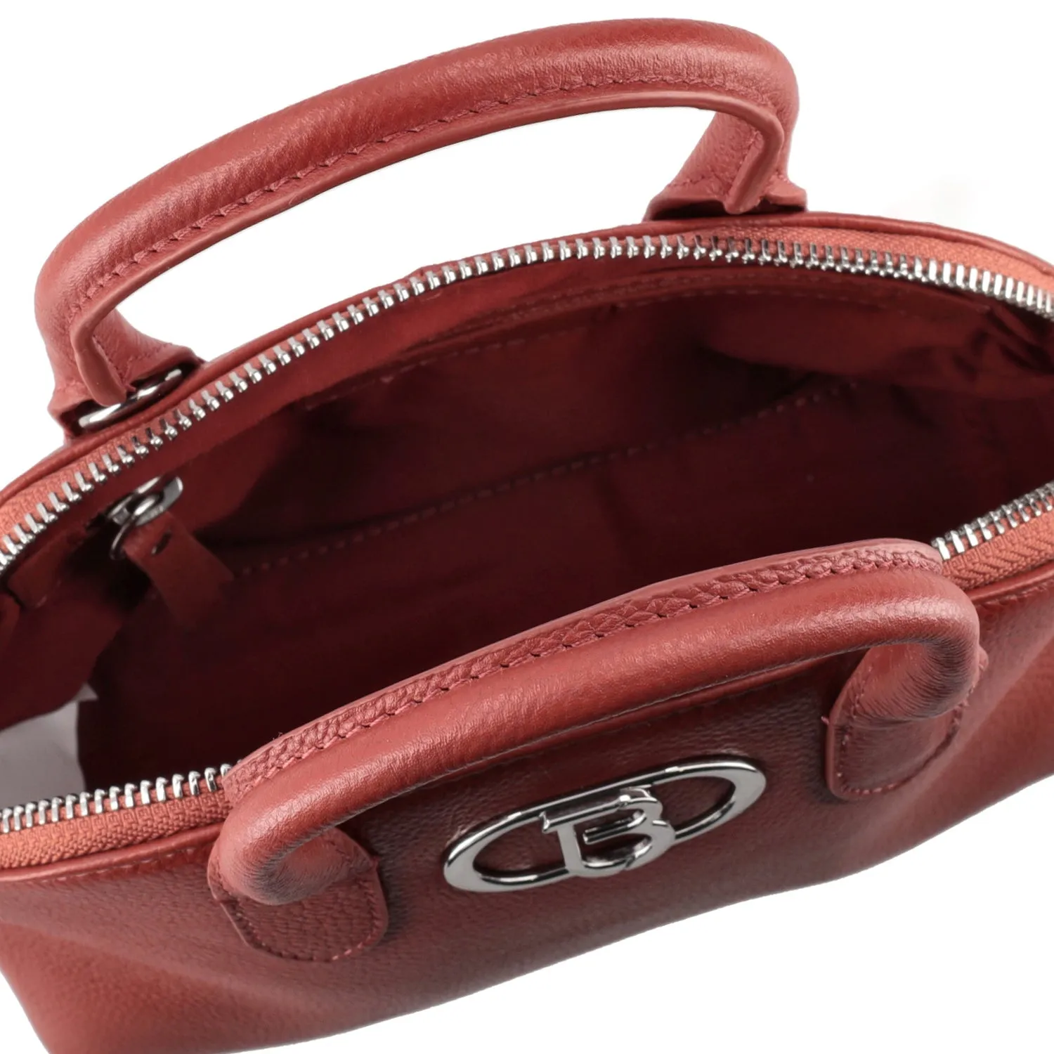     BORSA A MANO CON TRACOLLA IN PELLE COLORE MATTONE  