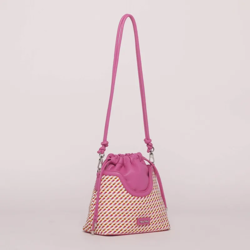 BORSA A SECCHIELLO CON INTRECCIO FUCSIA