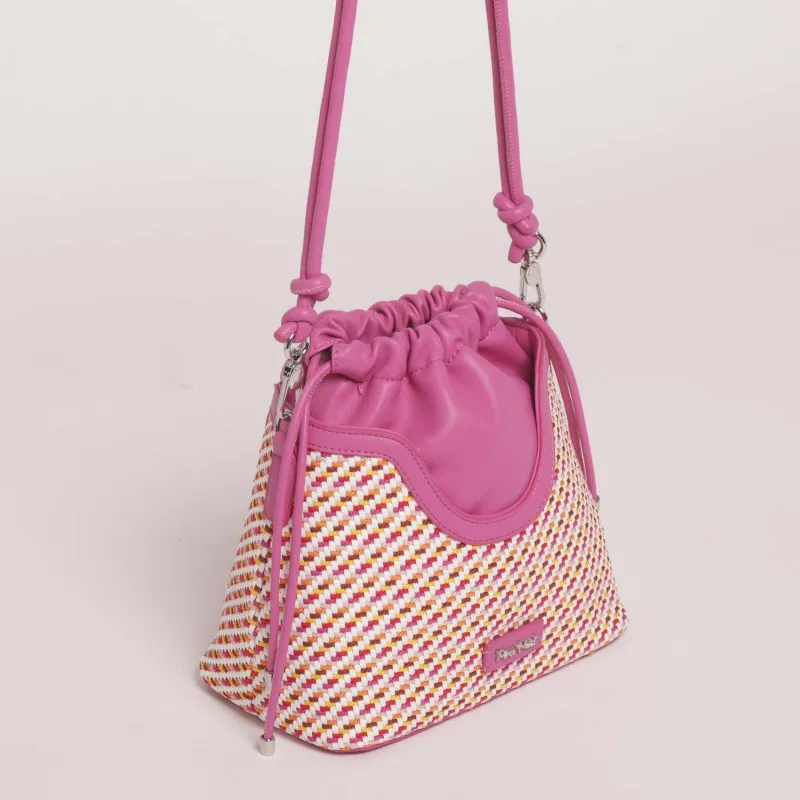 BORSA A SECCHIELLO CON INTRECCIO FUCSIA