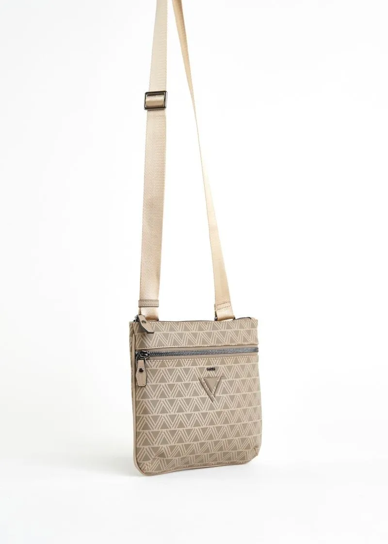 Borsa a tracolla con stampa geometrica