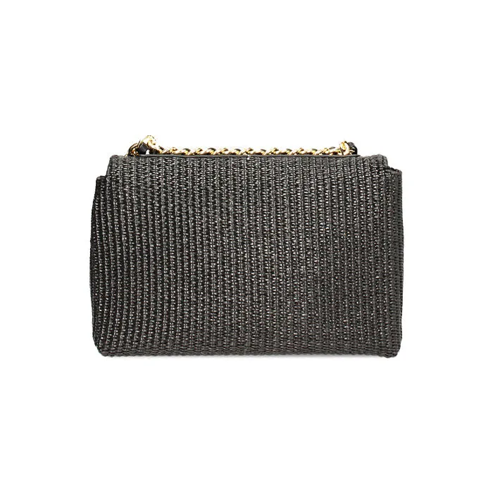 Borsa a tracolla in rafia nera