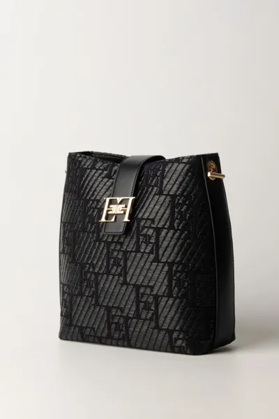 Borsa a tracolla in rafia Nero