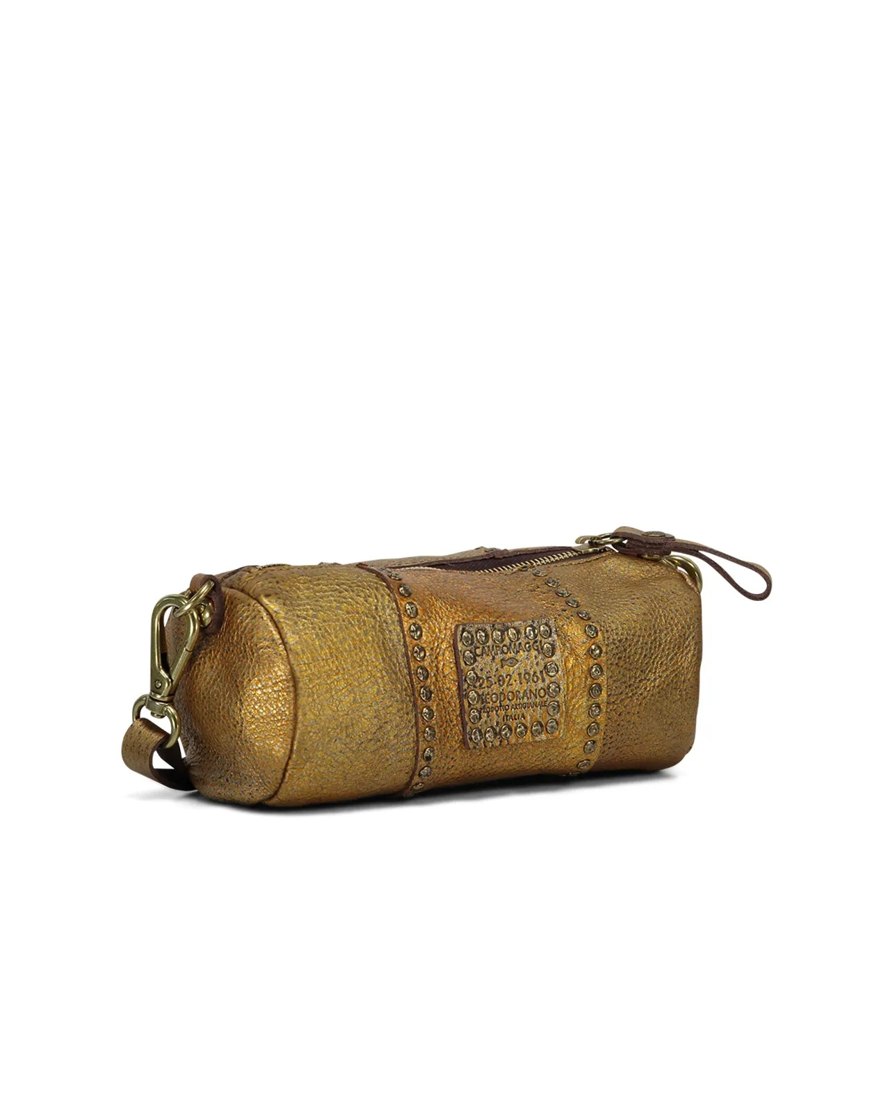 Borsa a tracolla laminata oro