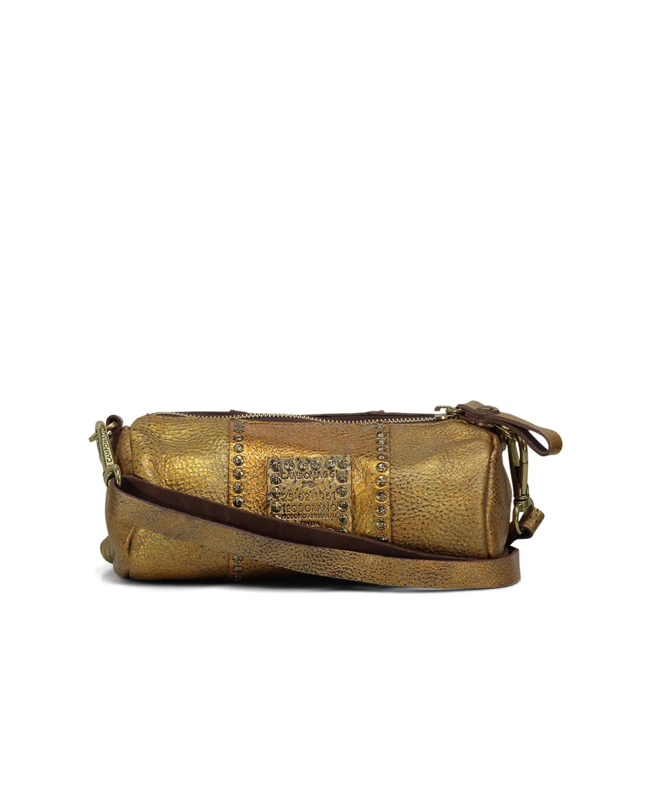 Borsa a tracolla laminata oro