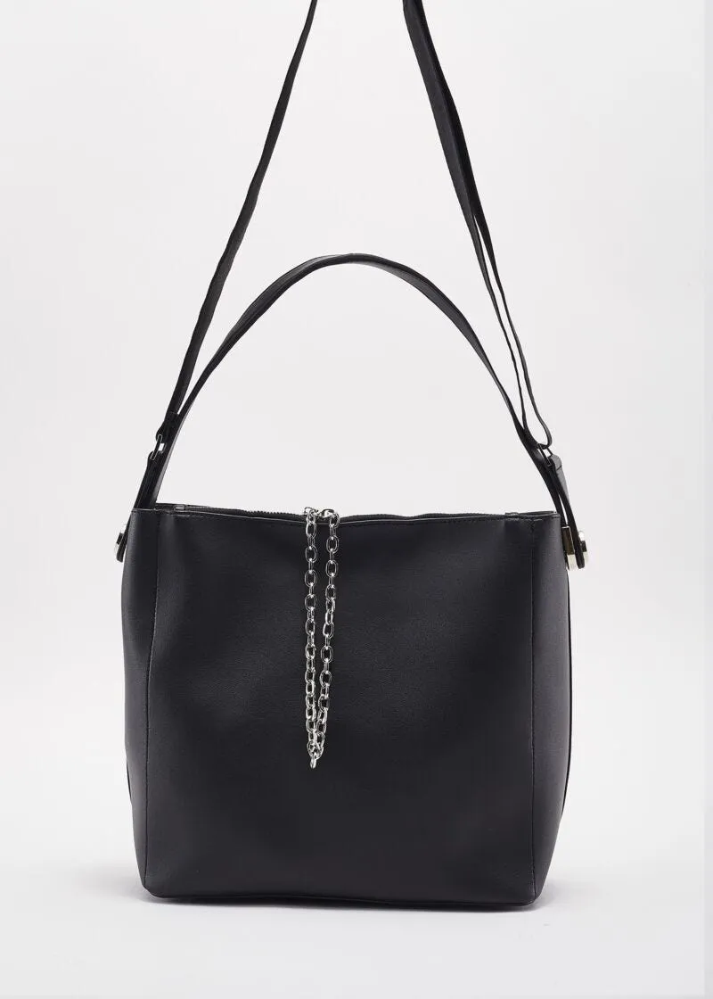 Borsa shoulder con tracolla a contrasto