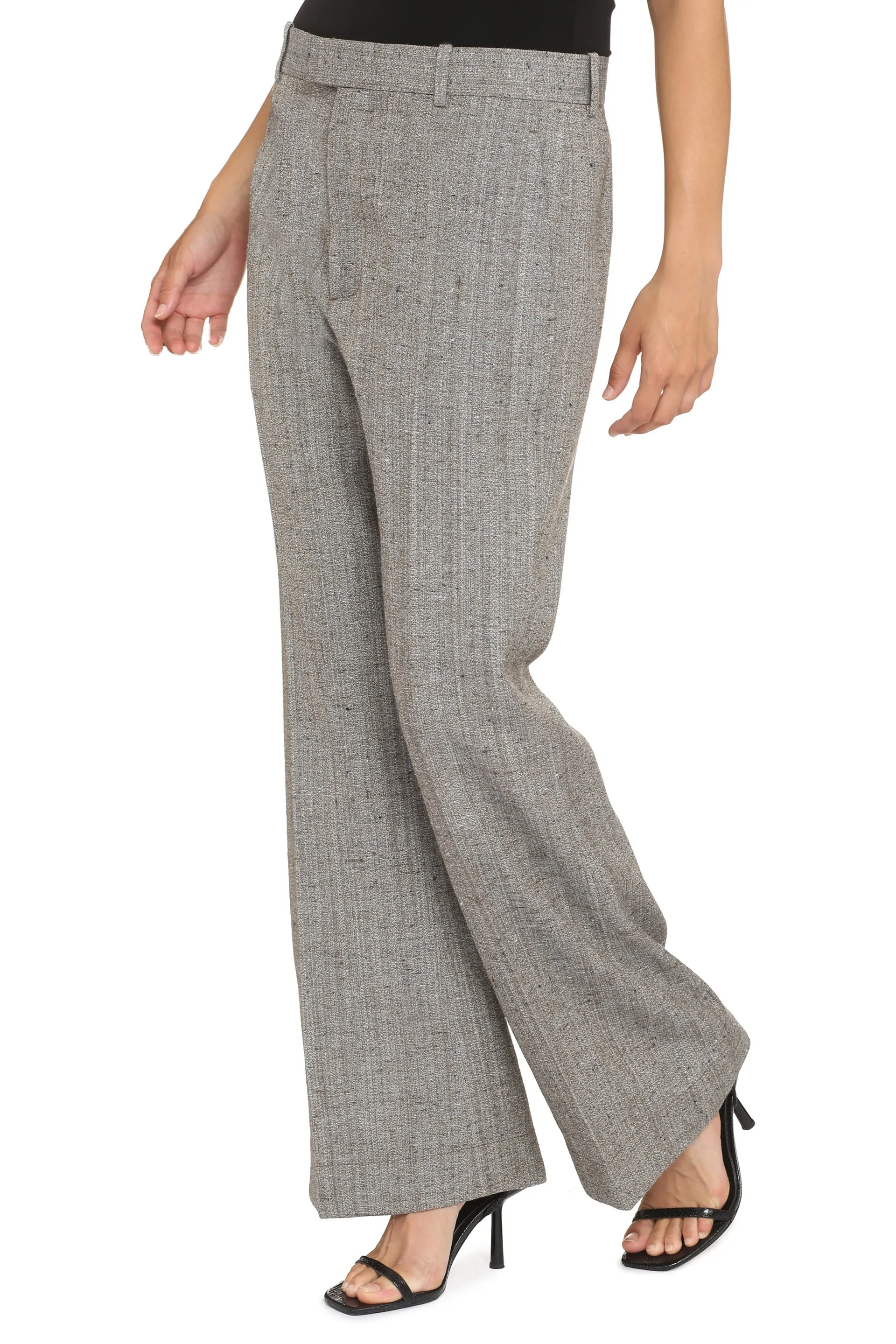 Bottega Veneta Pantaloni svasati in lana e seta