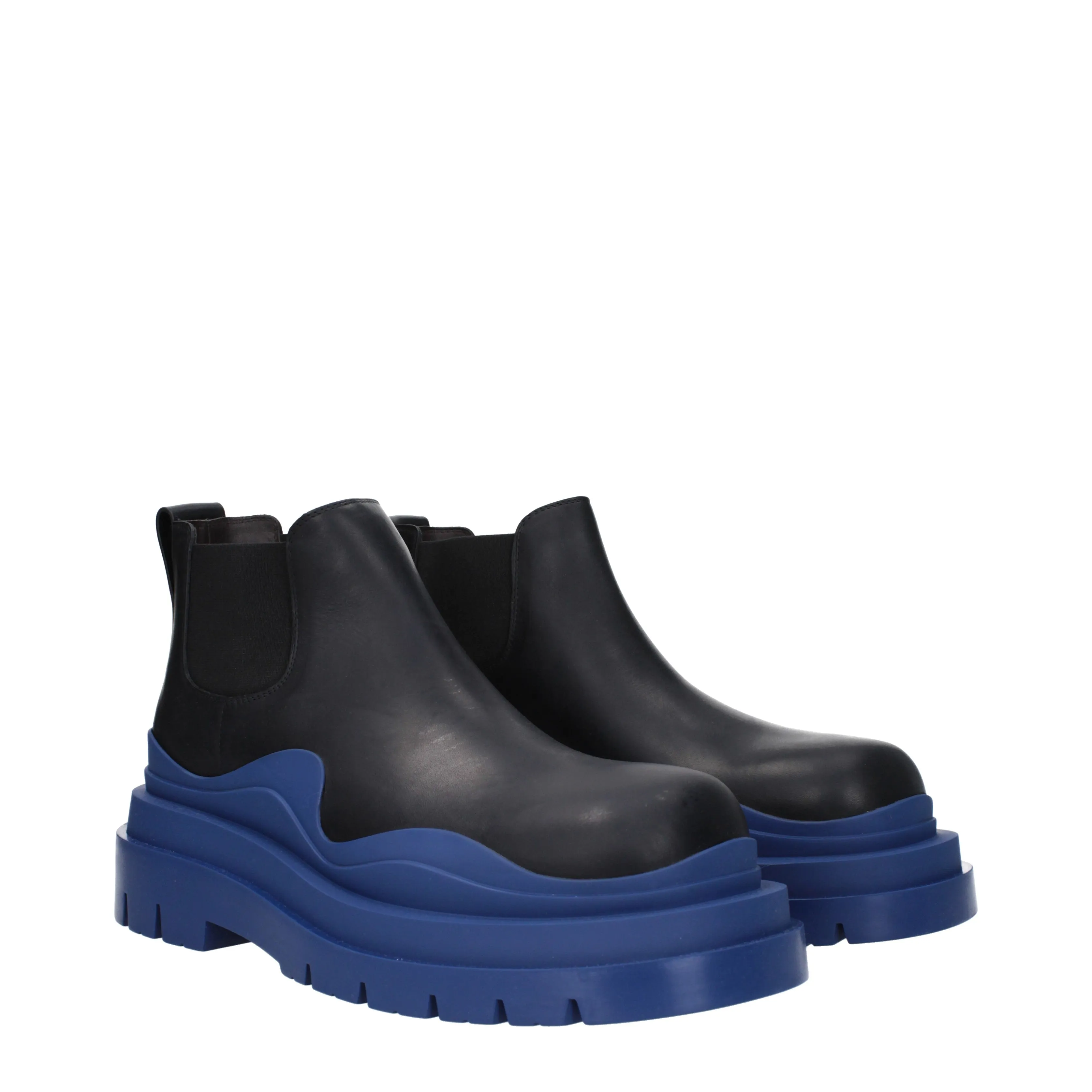 Bottega Veneta Stivaletti Uomo Pelle Nero/Blu