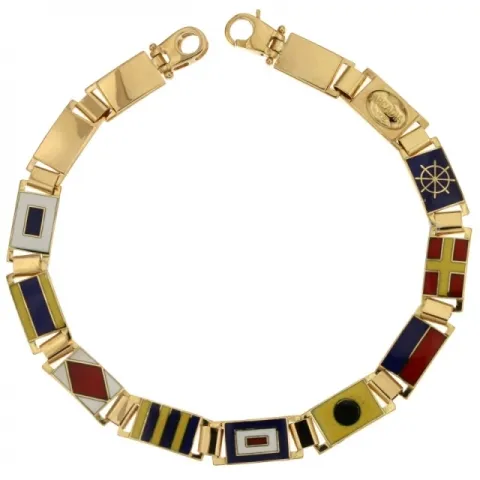 Bracciale ARCADIA a lastra piena con bandiere nautiche in oro giallo o bianco 18kt