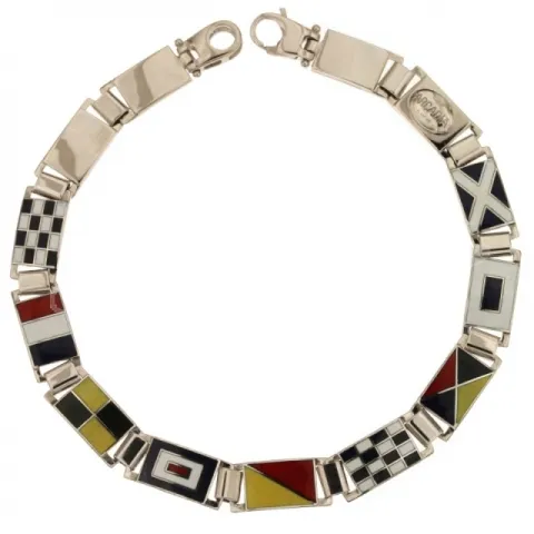 Bracciale ARCADIA a lastra piena con bandiere nautiche in oro giallo o bianco 18kt