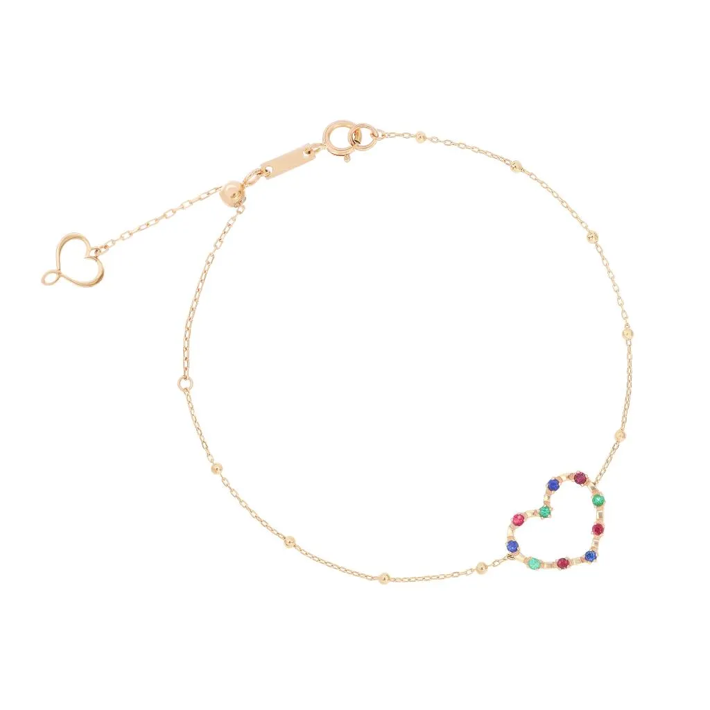 Bracciale Aurum cuore oro rosa 18kt Zaffiri, Smeraldi, Rubini