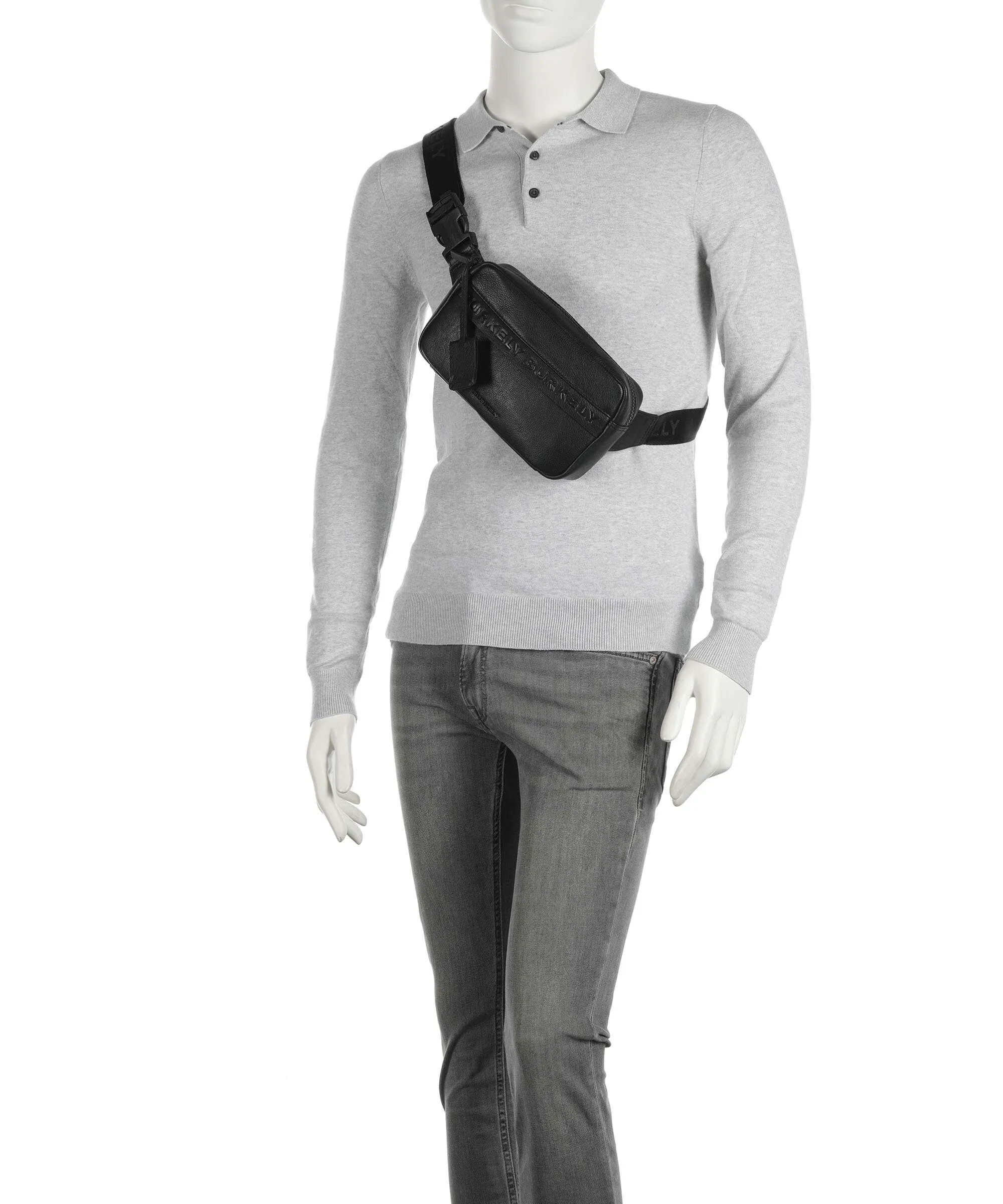  Burkely Minimal Mason Borsa a tracolla pelle granulata nero  