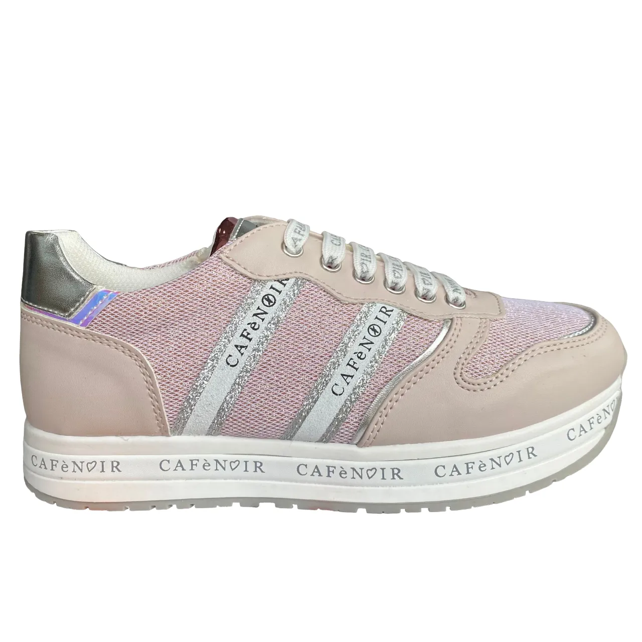 CafèNoir sneakers con zeppa da ragazza con laccio e cerniera laterale C-2032 pink
