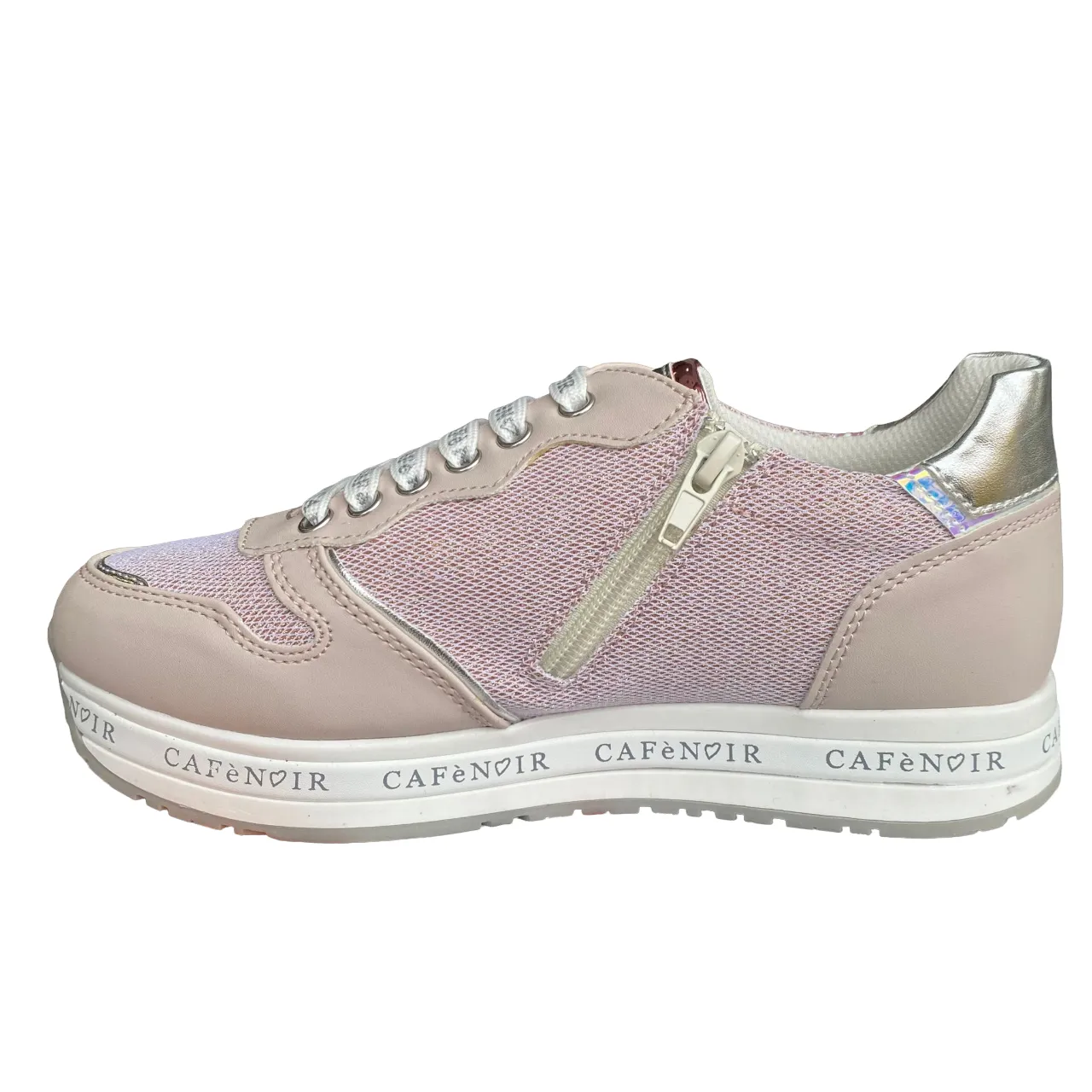CafèNoir sneakers con zeppa da ragazza con laccio e cerniera laterale C-2032 pink