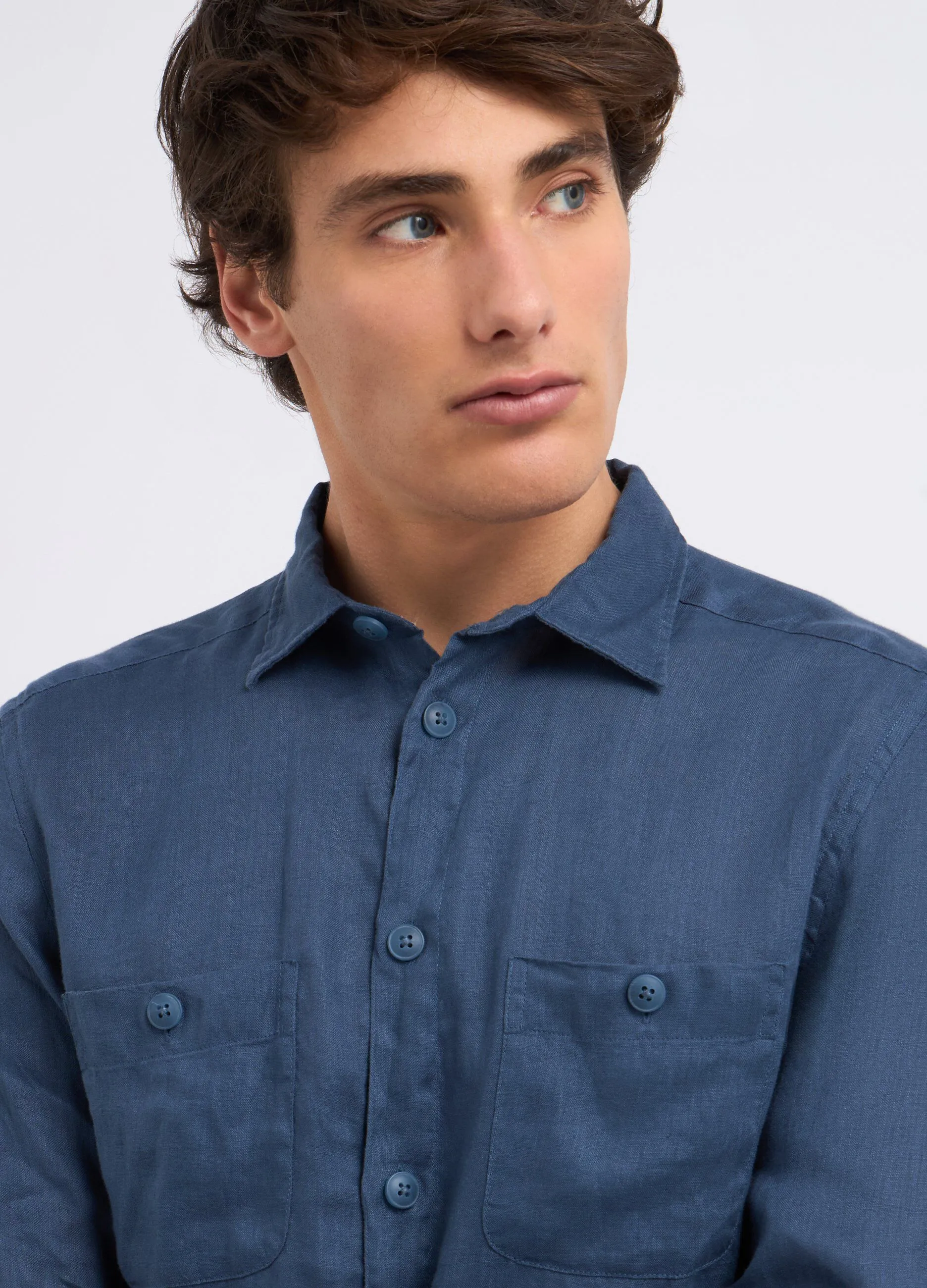 Camicia in puro lino con taschini uomo